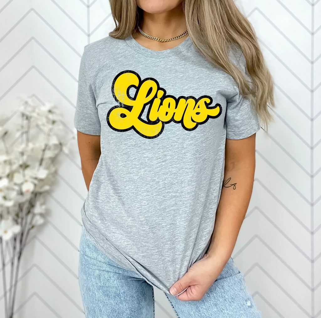 Lions Vintage Retro Shadow Distressed DTF Transfer - Merch Girls