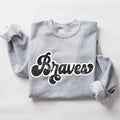 Braves Vintage Black & White Retro Shadow Distressed DTF Transfer - Merch Girls
