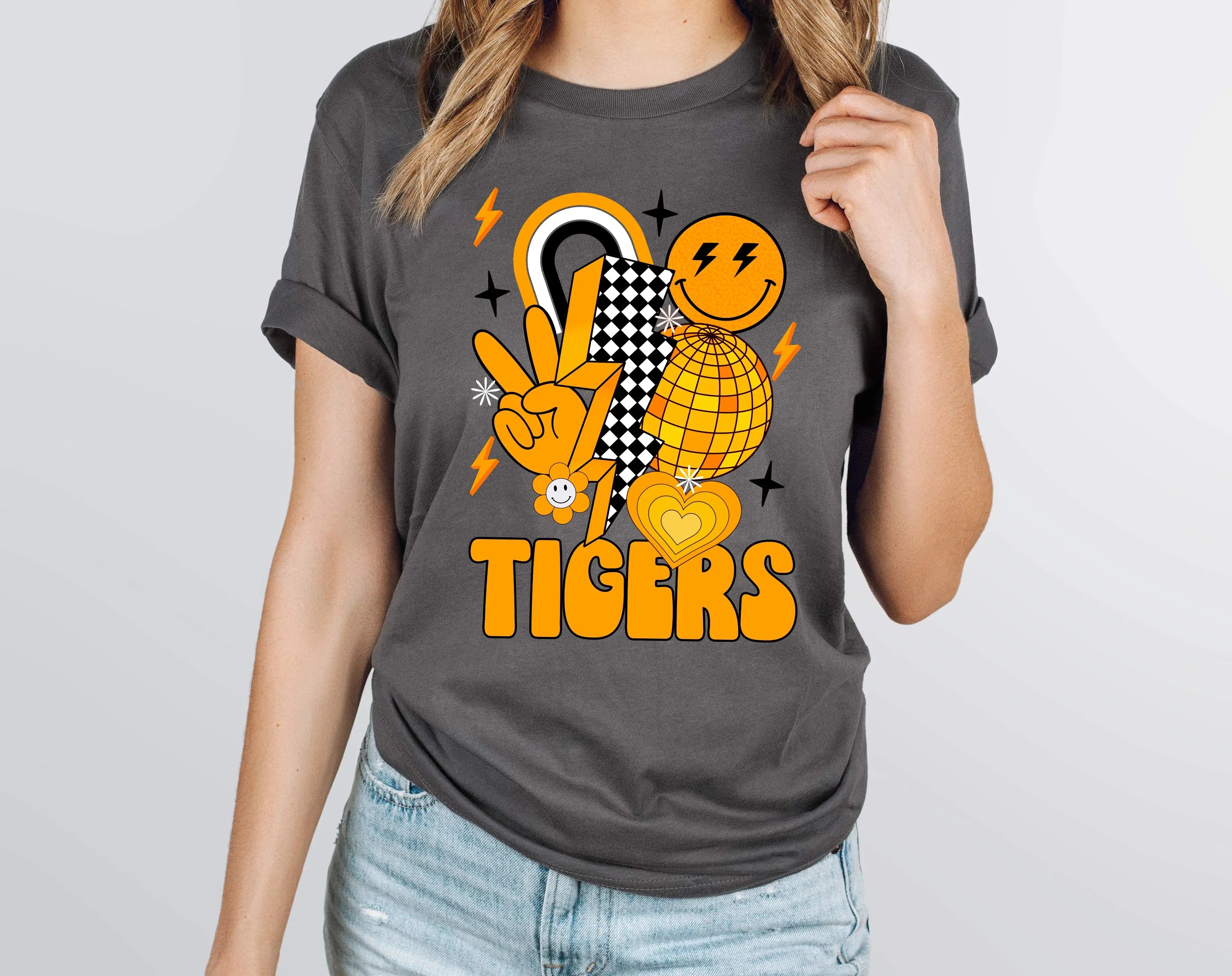 Tigers Yellow Gold Groovy DTF Transfer - Merch Girls
