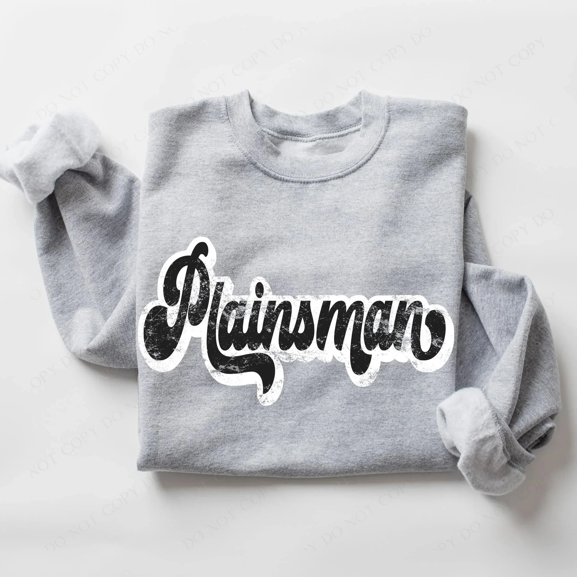 Plainsman Vintage Black & White Retro Shadow Distressed DTF Transfer - Merch Girls