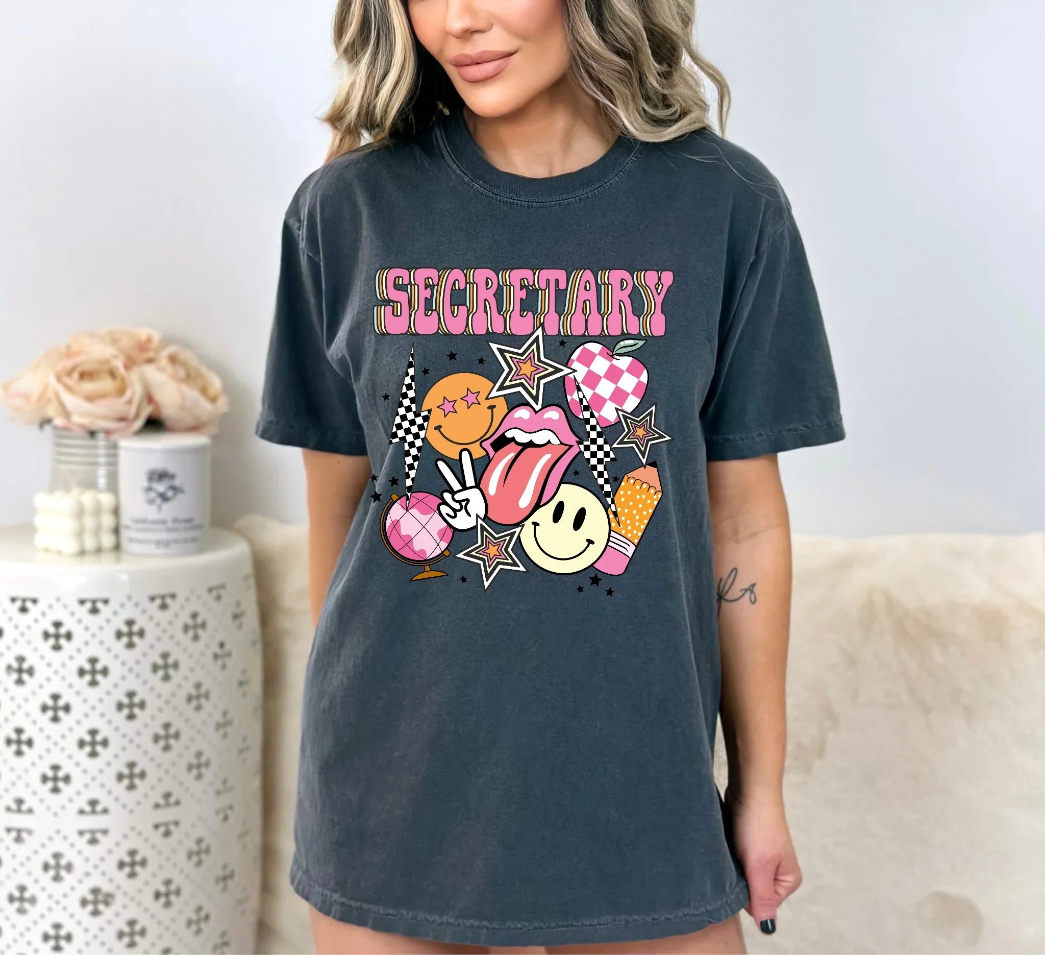 Secretary Preppy Graphic Tee - Merch Girls