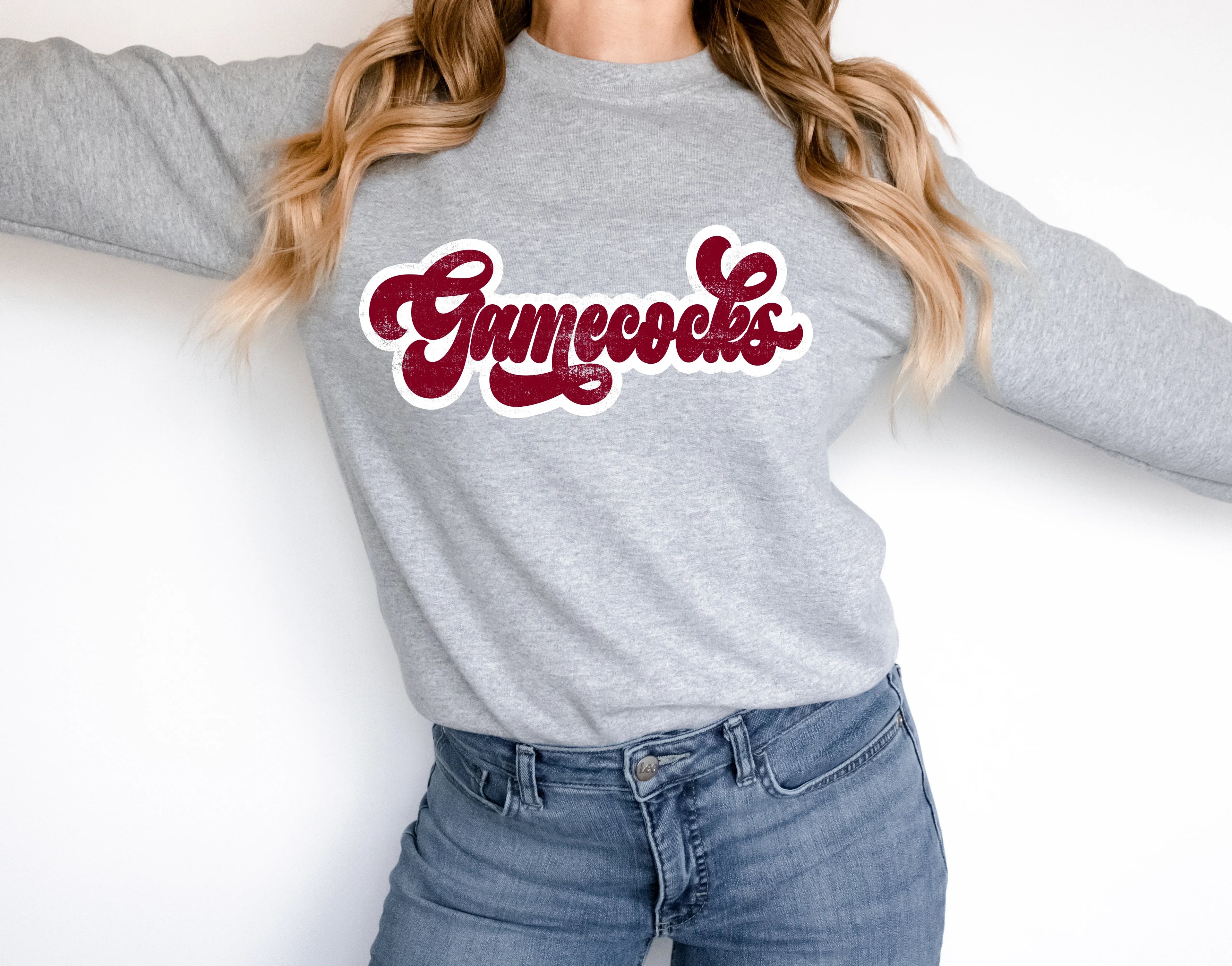 Gamecocks Vintage Retro Shadow Distressed DTF Transfer - Merch Girls