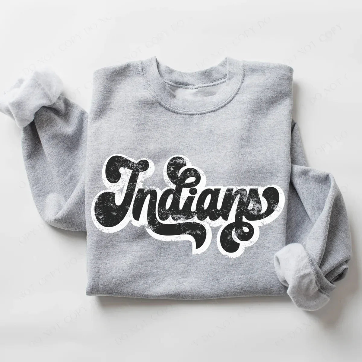 Indians Vintage Black & White Retro Shadow Distressed DTF Transfer - Merch Girls