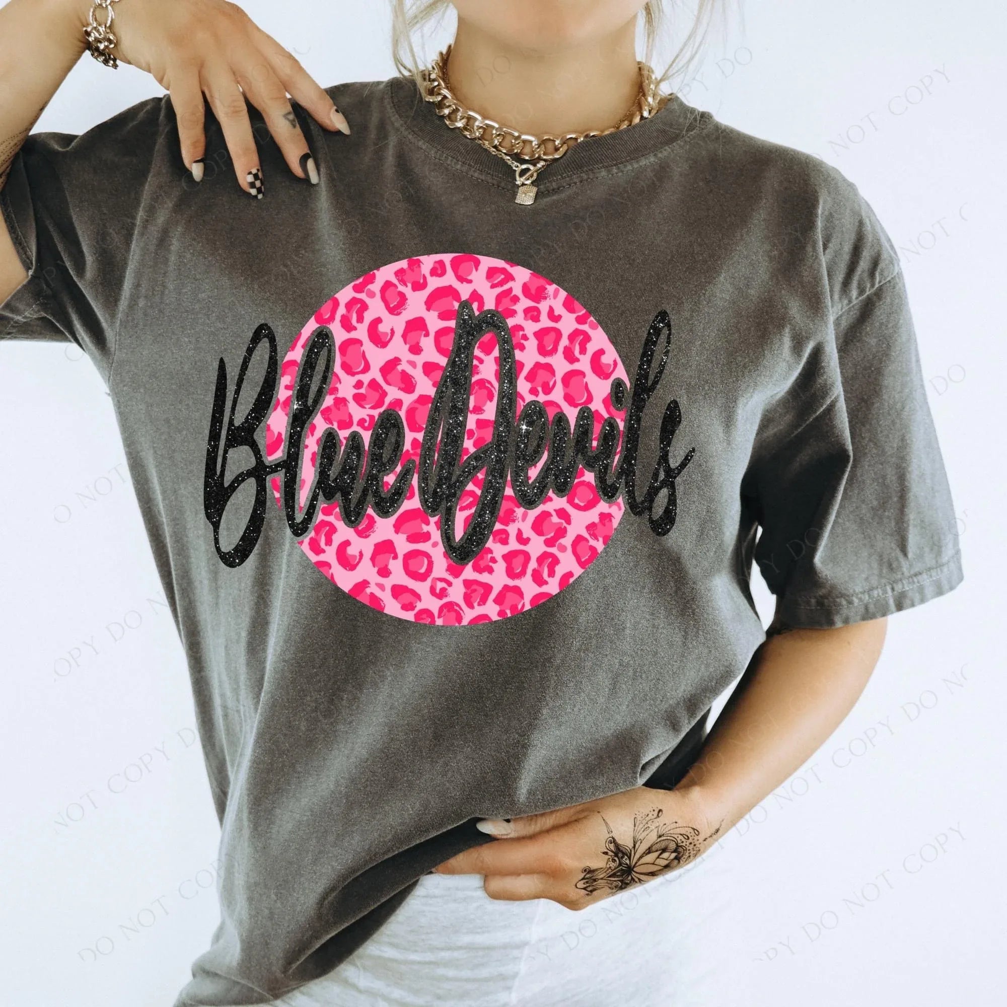 Blue Devils Pink Leopard DTF Transfer - Merch Girls