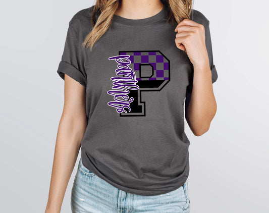 Panthers Purple Checkered Graphic Tee