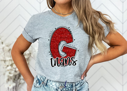 Titans G Glitter Varsity Doodle Graphic Tee Graphic Tee