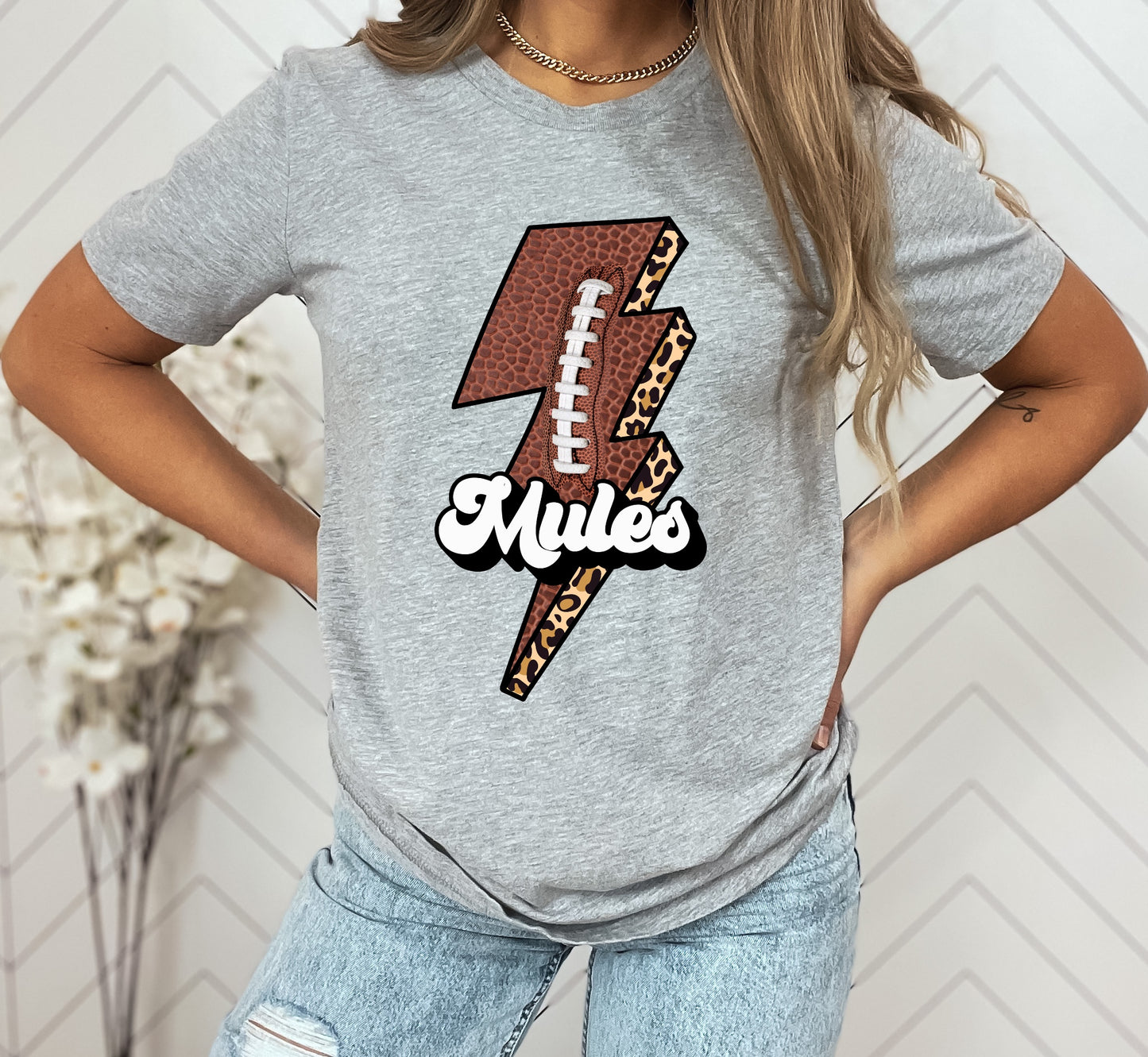 Mules Football Lightning Bolt Graphic Tee