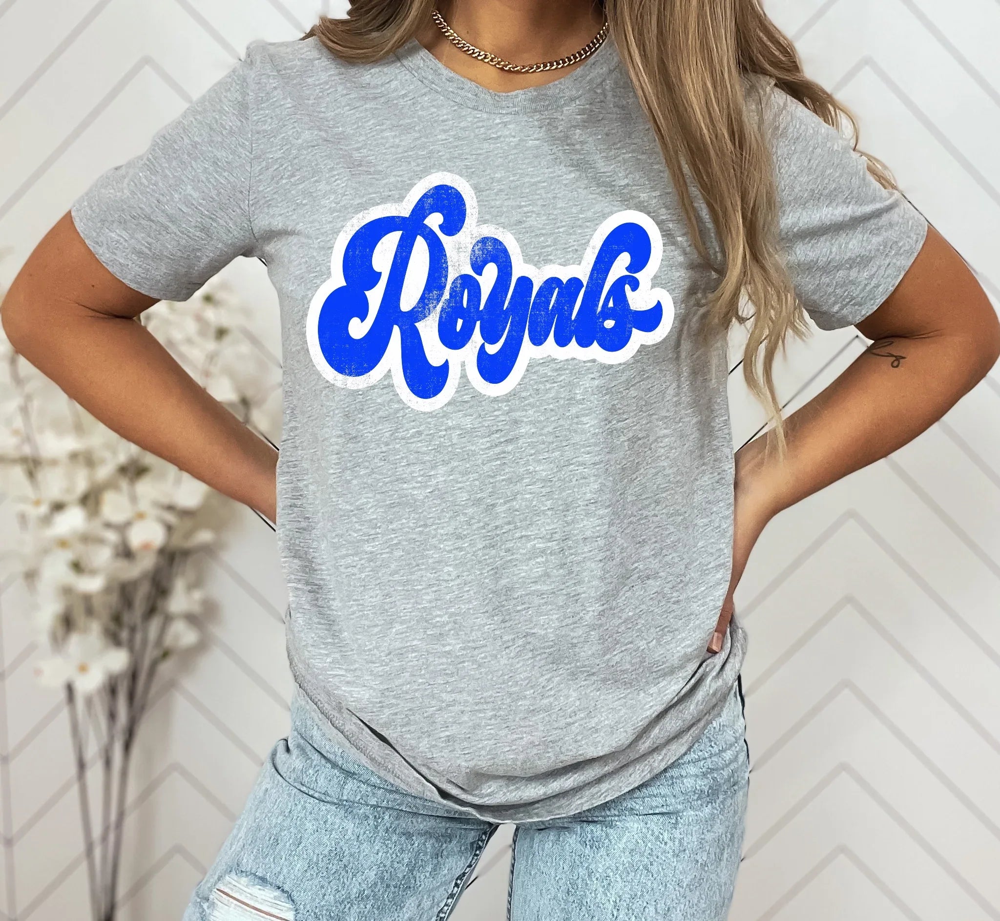 Royals Vintage Retro Shadow Distressed DTF Transfer - Merch Girls