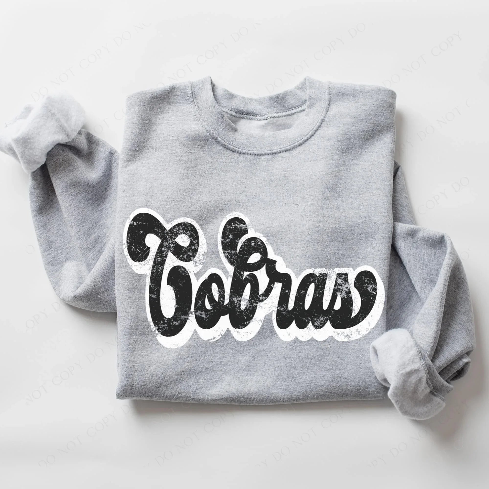 Cobras Vintage Black & White Retro Shadow Distressed DTF Transfer - Merch Girls