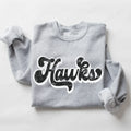 Hawks Vintage Black & White Retro Shadow Distressed DTF Transfer - Merch Girls