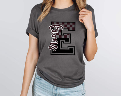 E Lions  Checkered Graphic Tee