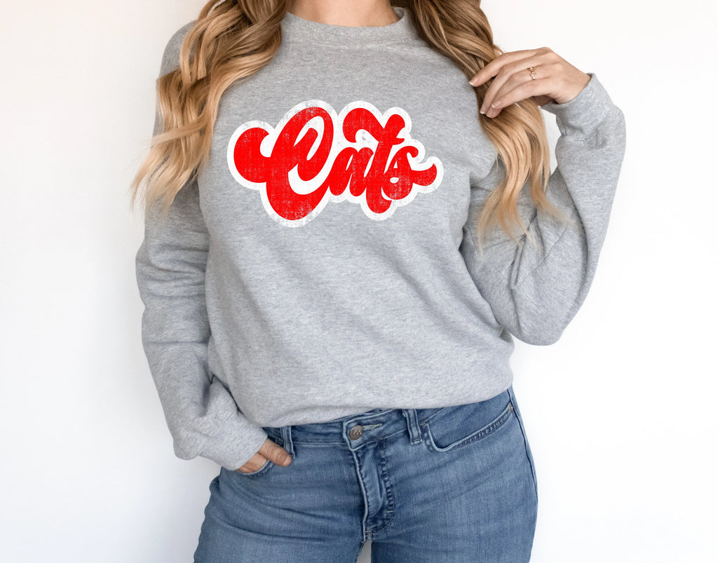 Cats Vintage Retro Shadow Distressed DTF Transfer - Merch Girls