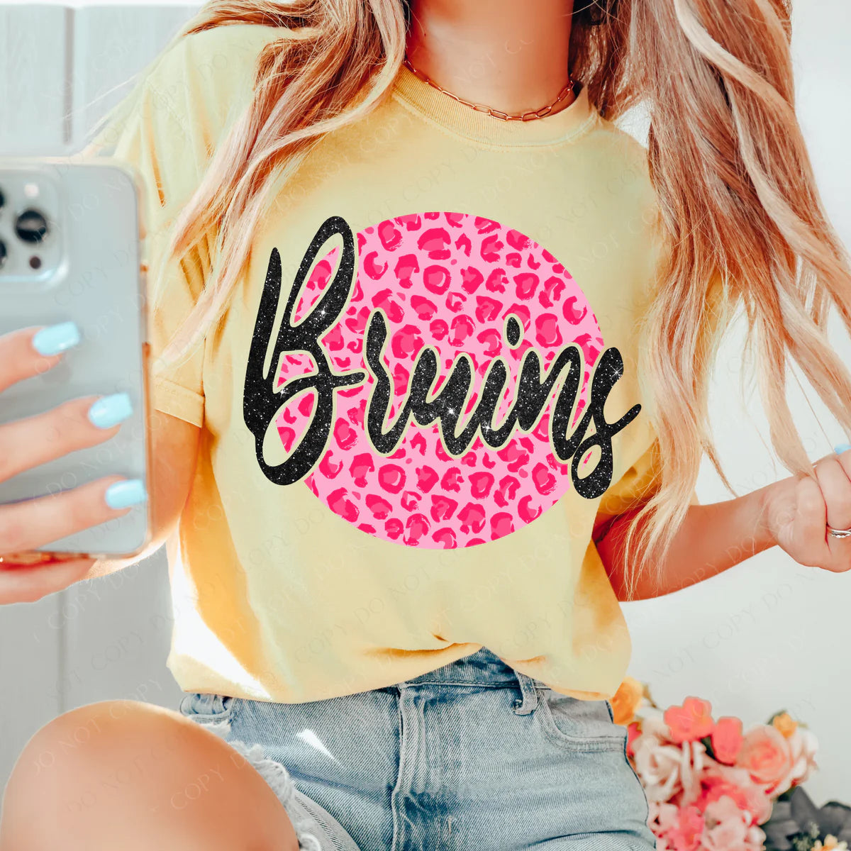 Bruins Pink Leopard DTF Transfer