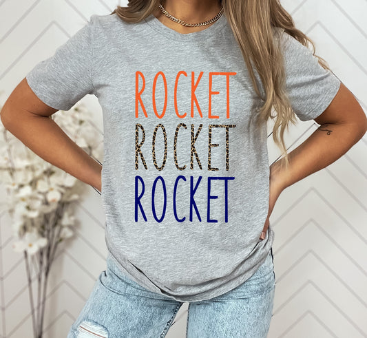 Rocket Stacked Skinny Mascot Graphic Tee