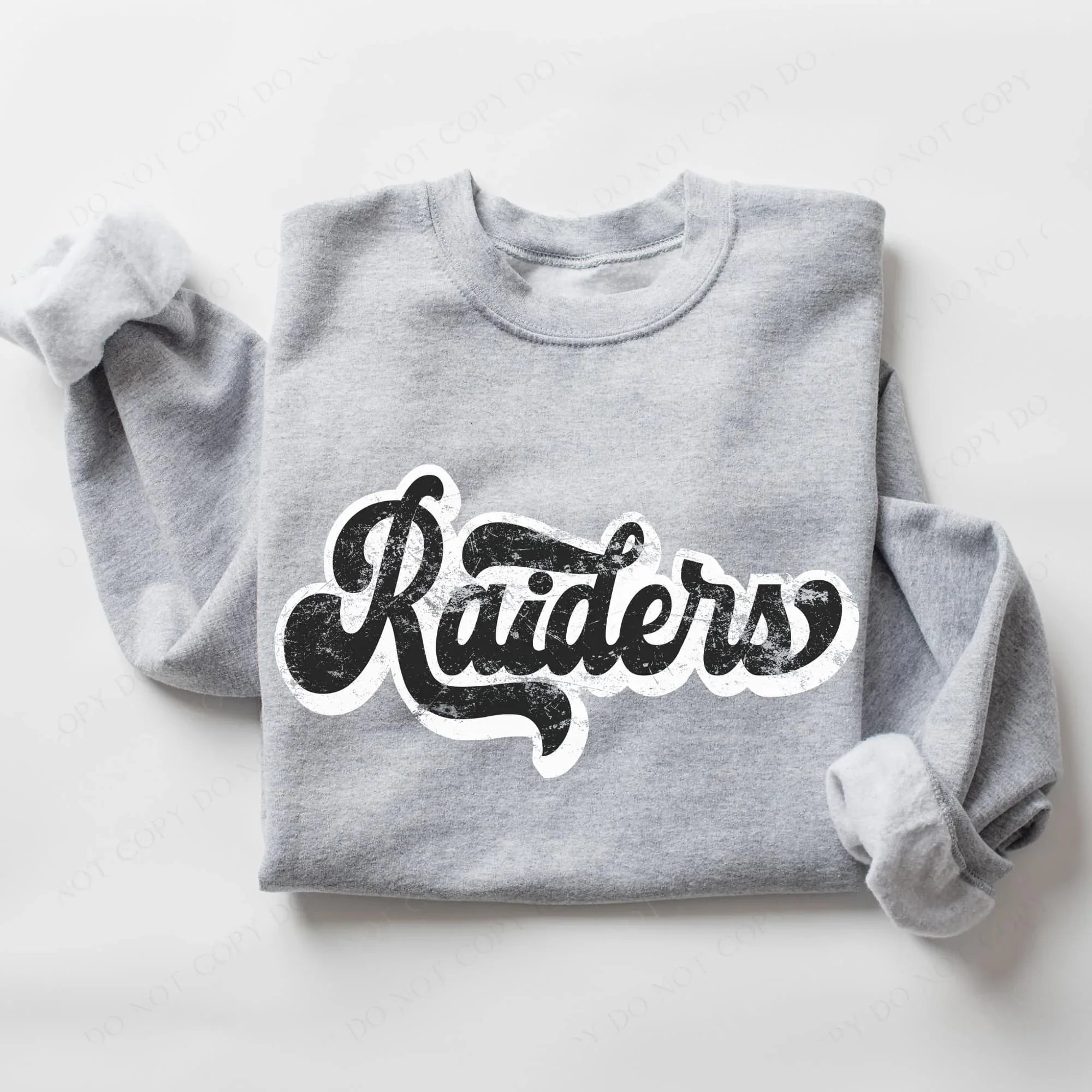 Raiders Vintage Black & White Retro Shadow Distressed DTF Transfer - Merch Girls