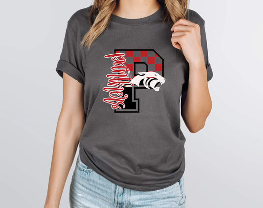 Panthers Red Checkered Graphic Tee