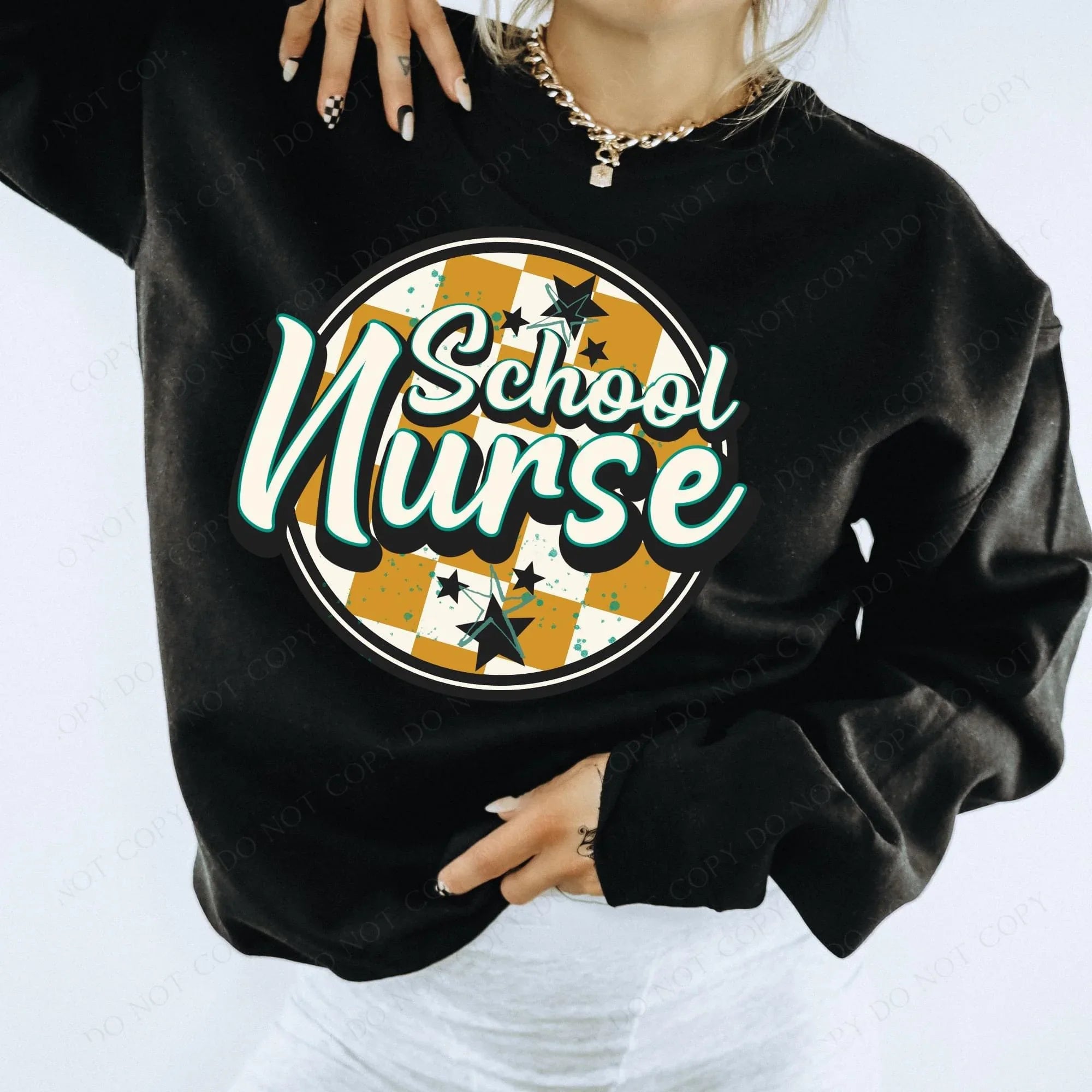 School Nurse Circle with starts DTF Transfer - Merch Girls
