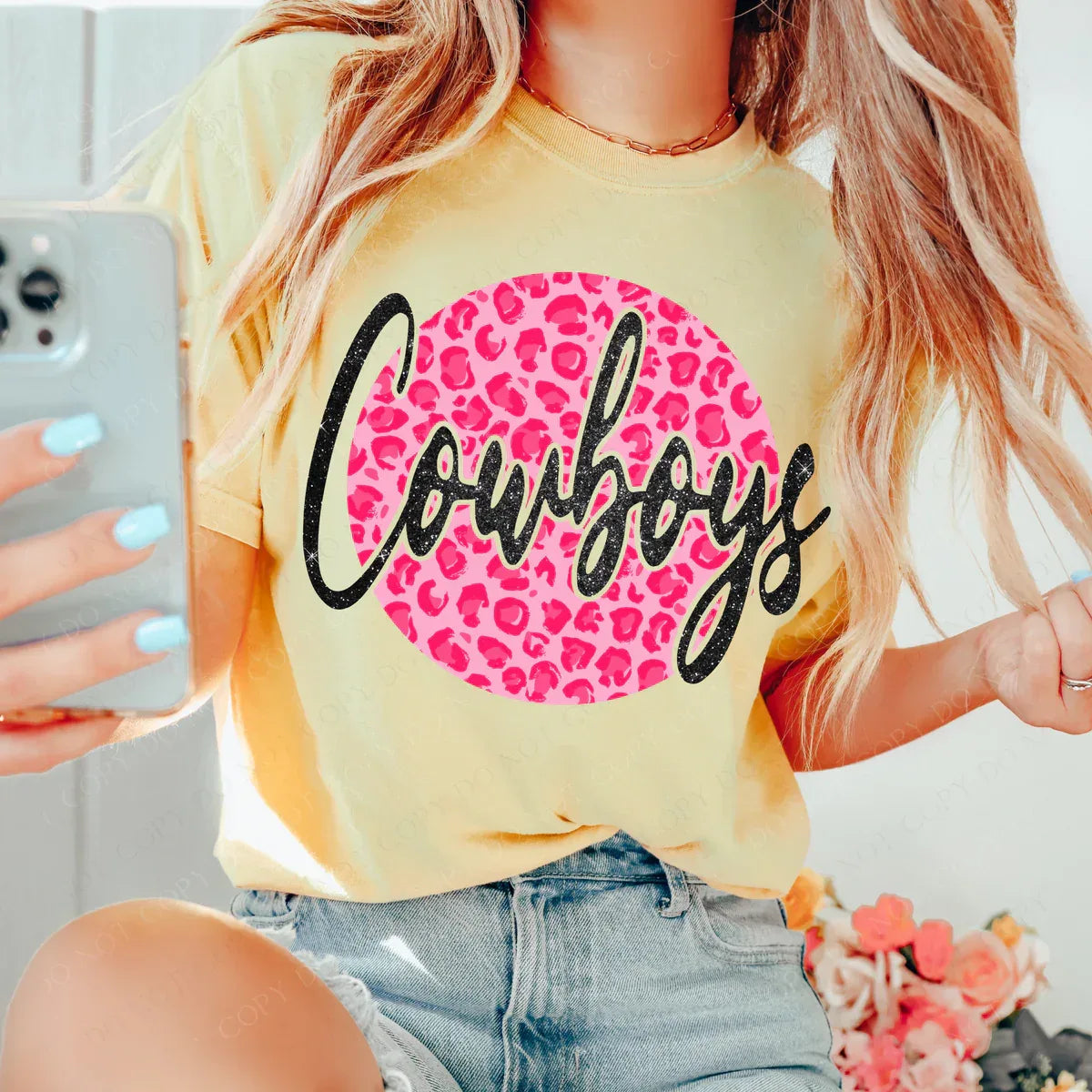Cowboys Pink Leopard DTF Transfer - Merch Girls