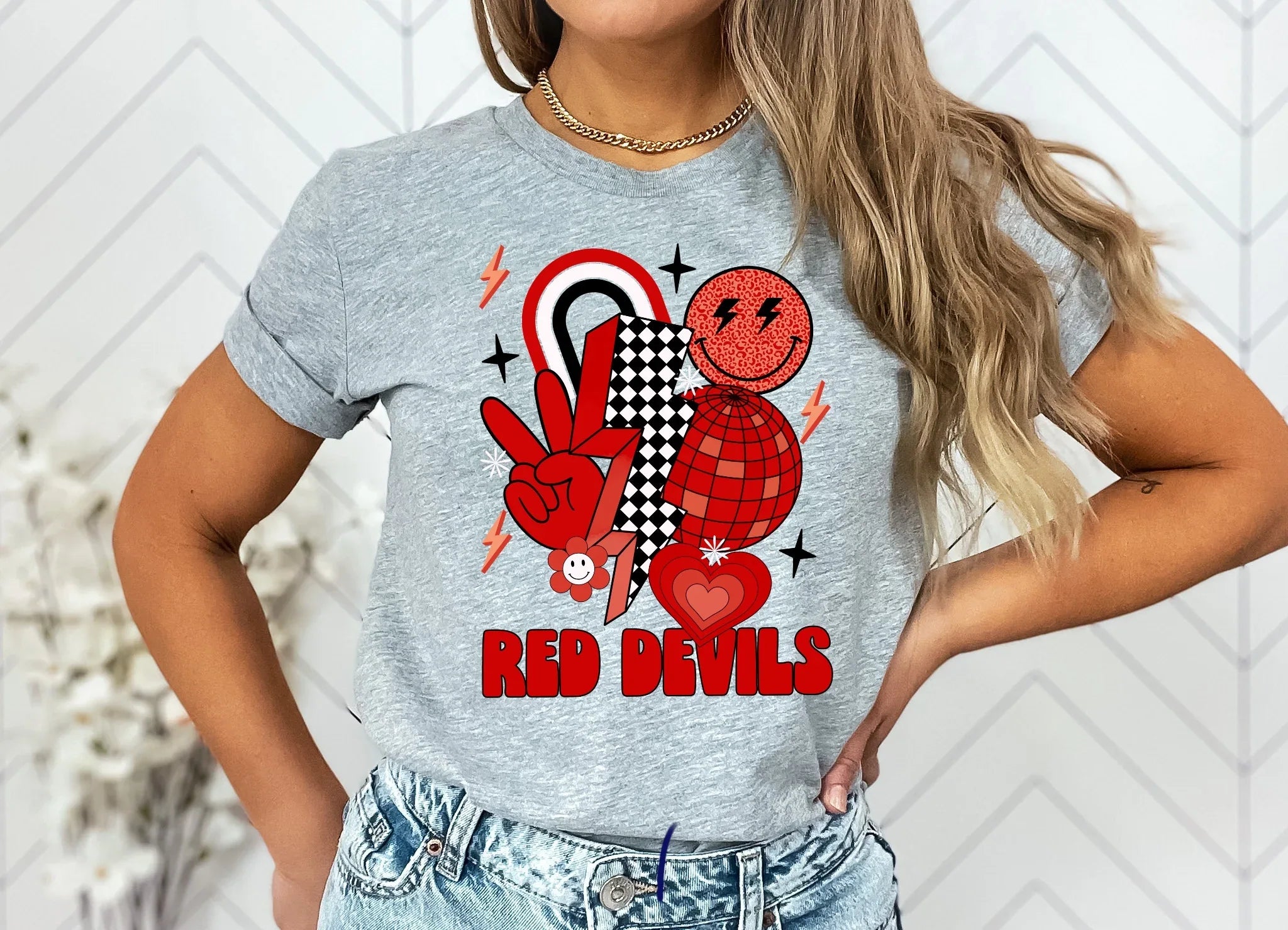 Red Devils Groovy DTF Transfer - Merch Girls