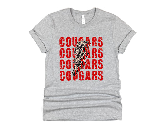 Cougars Red Lightning Bolt Graphic Tee