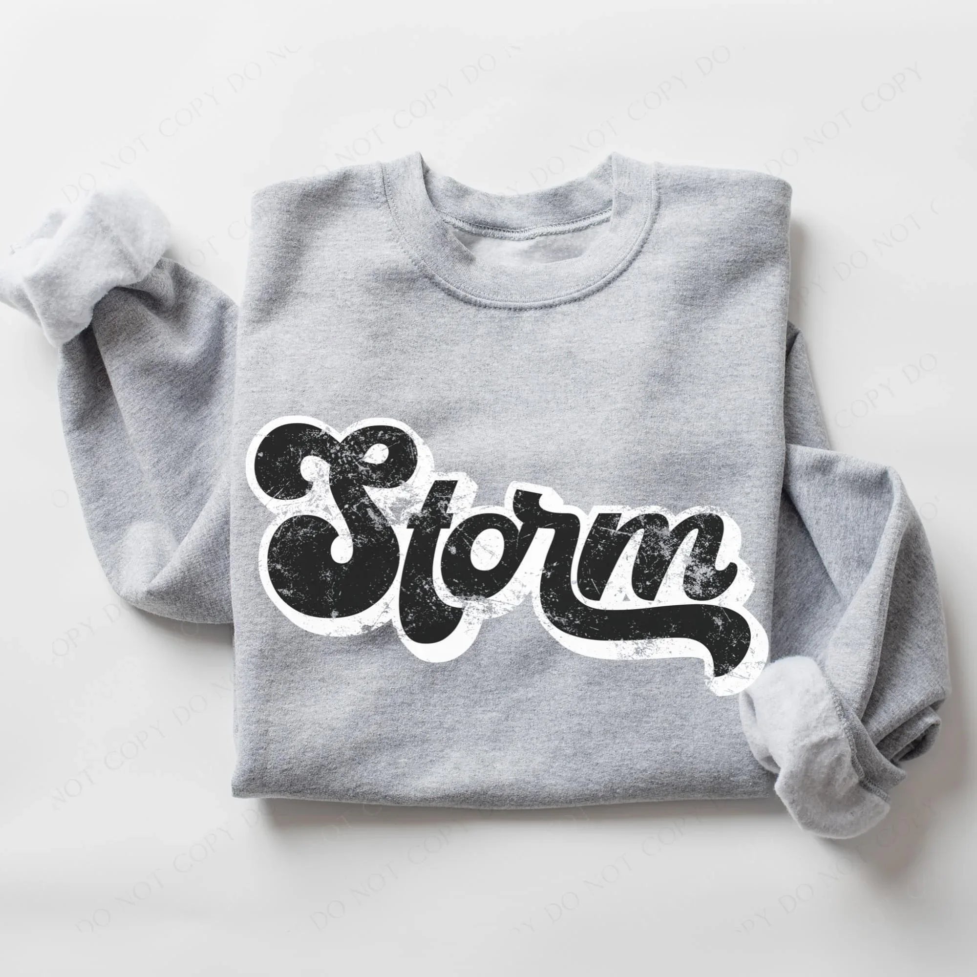 Storm Vintage Black & White Retro Shadow Distressed DTF Transfer - Merch Girls