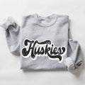 Huskies Vintage Black & White Retro Shadow Distressed DTF Transfer - Merch Girls