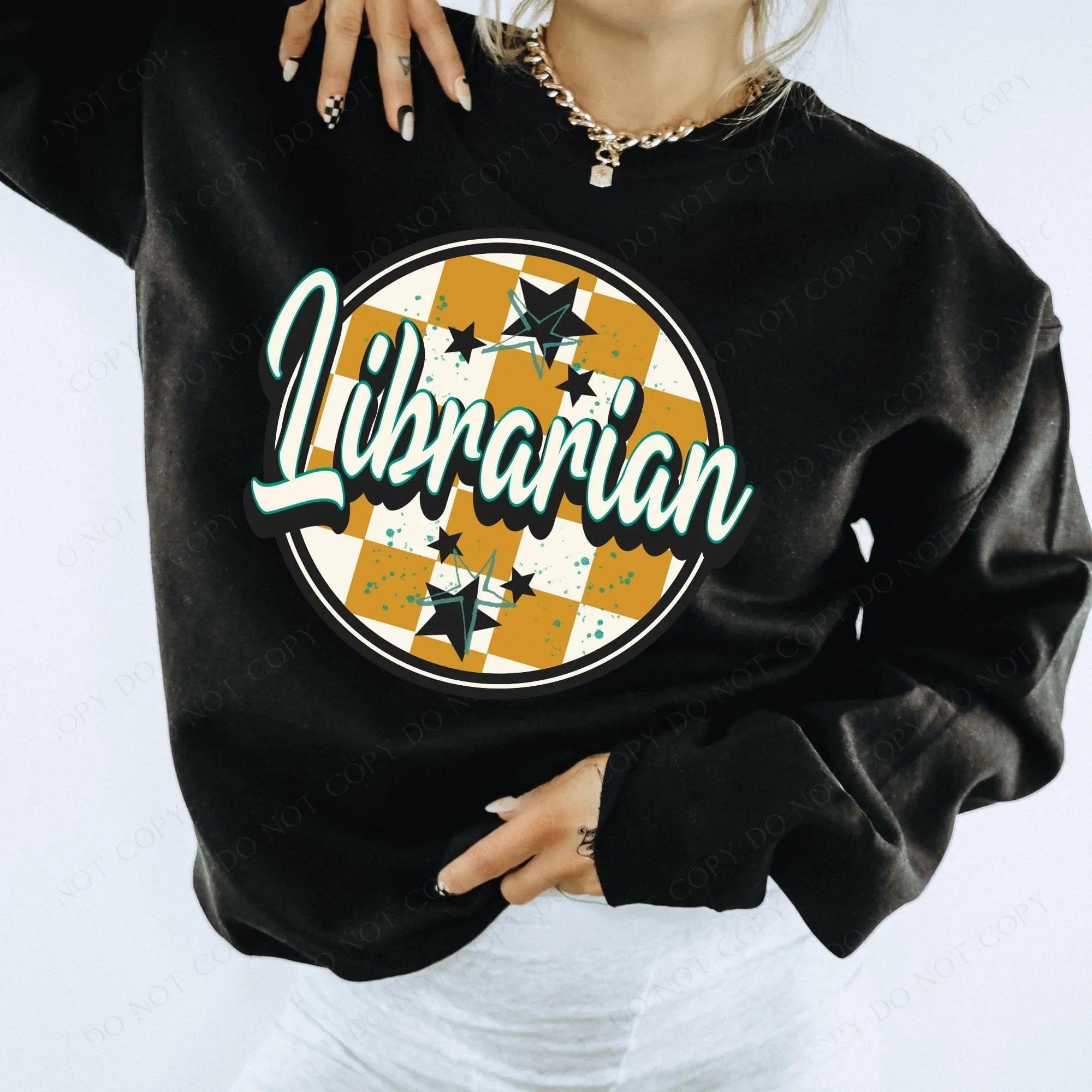 Librarian Circle with starts DTF Transfer - Merch Girls