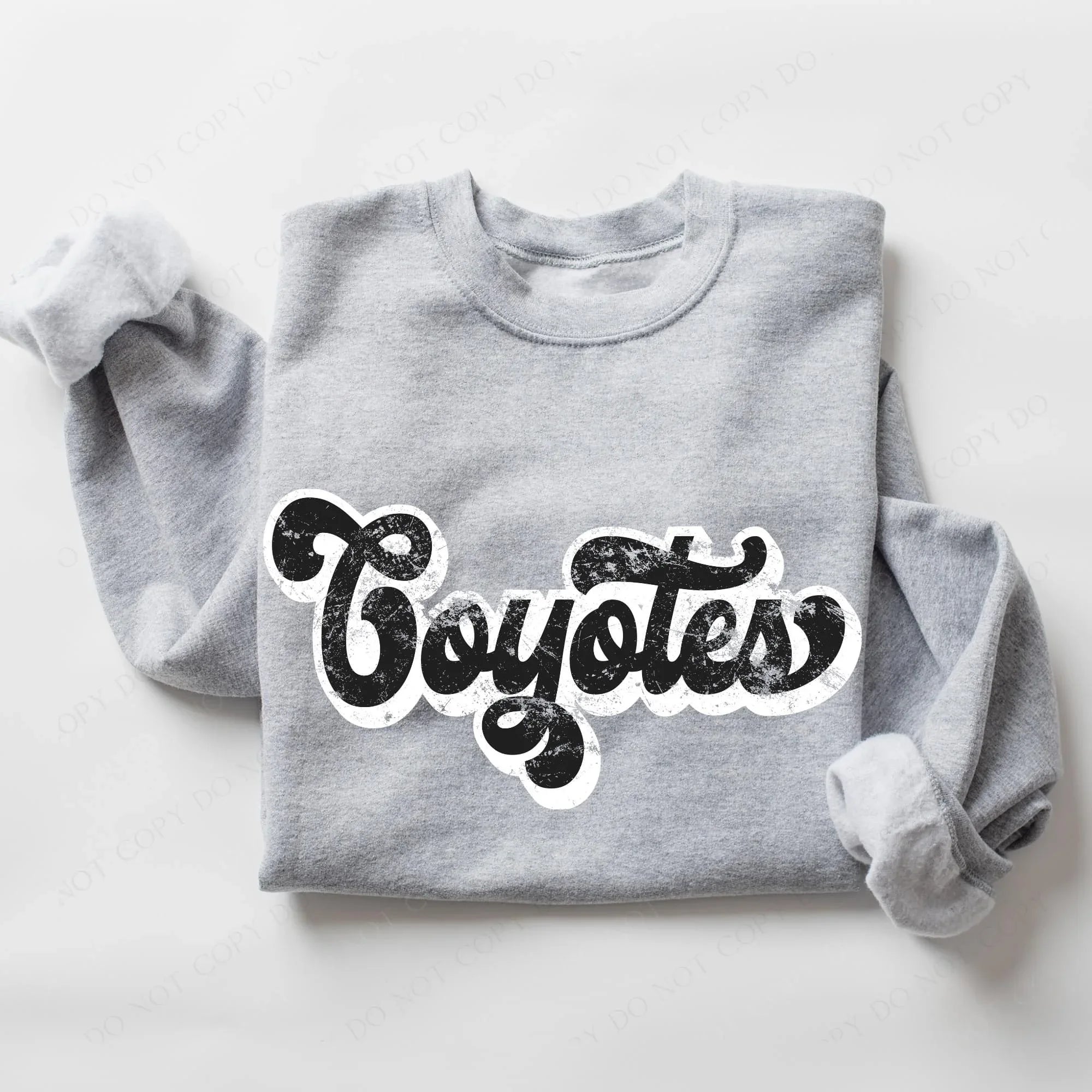 Coyotes Vintage Black & White Retro Shadow Distressed DTF Transfer - Merch Girls