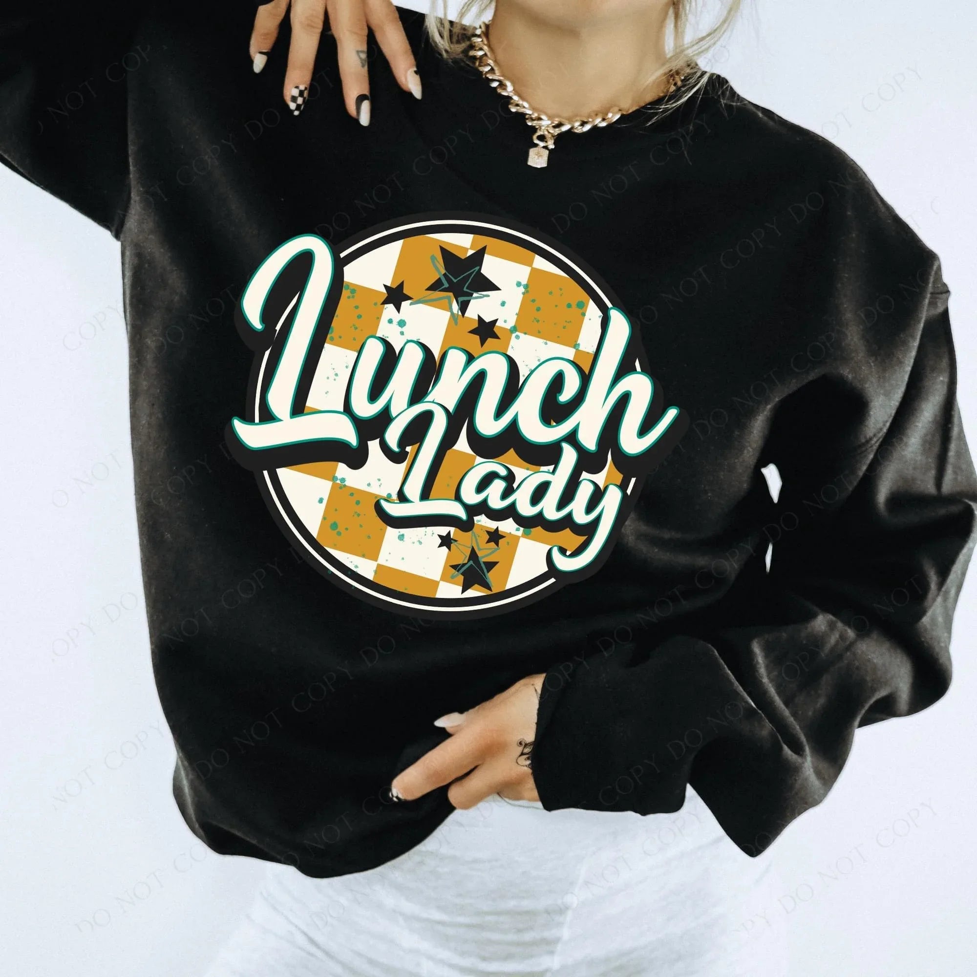 Lunch Lady Circle with starts DTF Transfer - Merch Girls