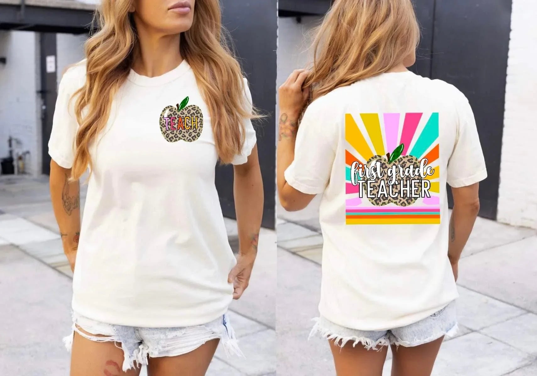First Grade Teacher Back and Front DTF Transfer - Merch Girls