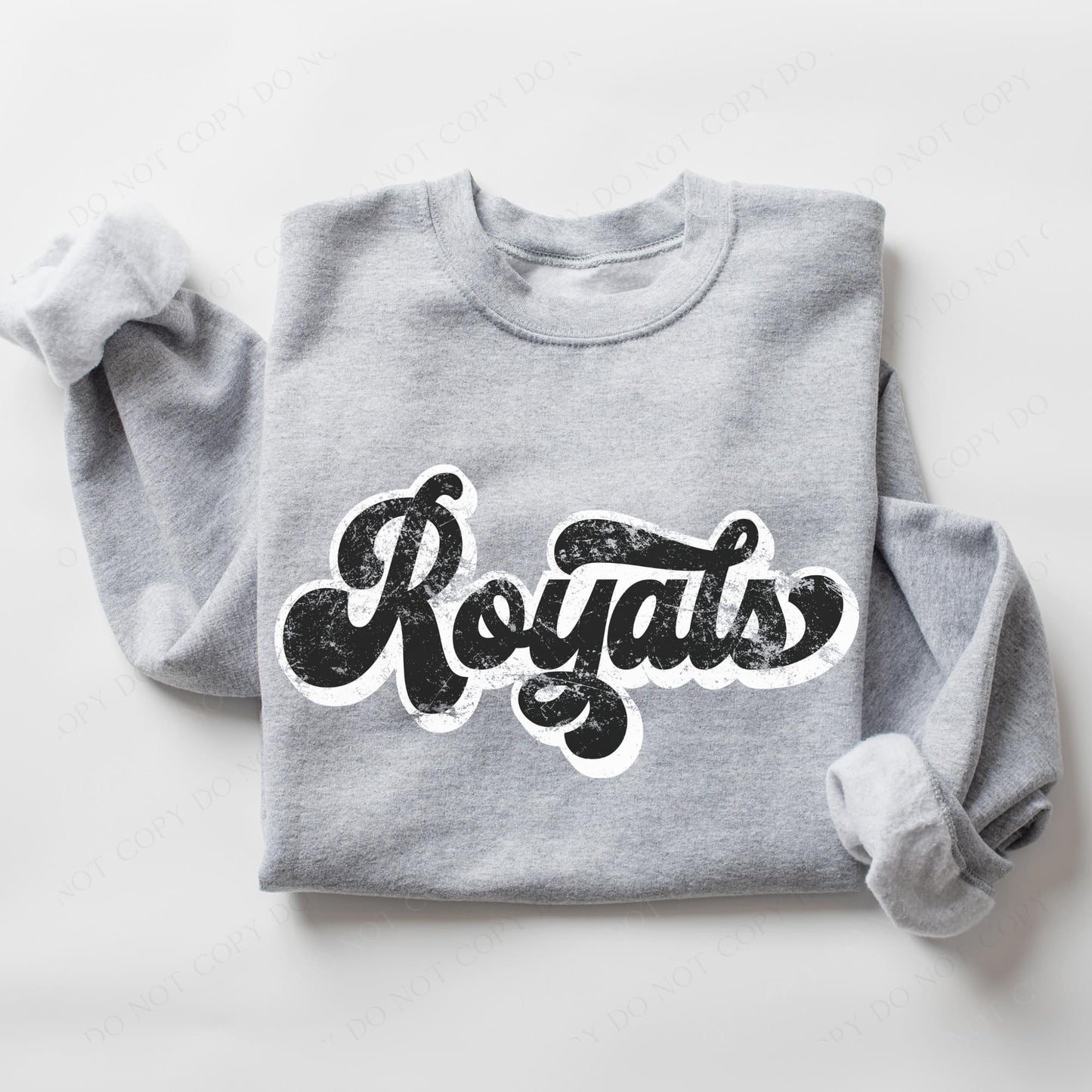 Royals Vintage Black & White Retro Shadow Distressed DTF Transfer