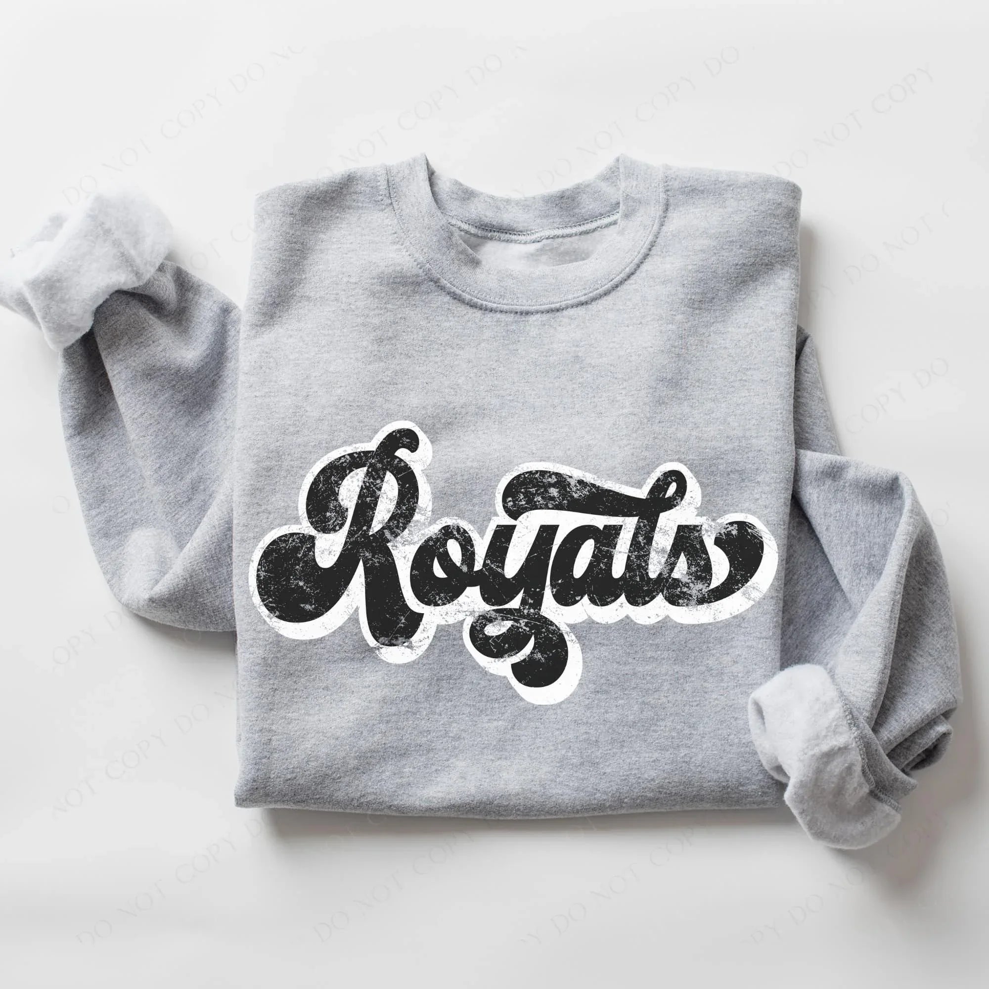 Royals Vintage Black & White Retro Shadow Distressed DTF Transfer - Merch Girls