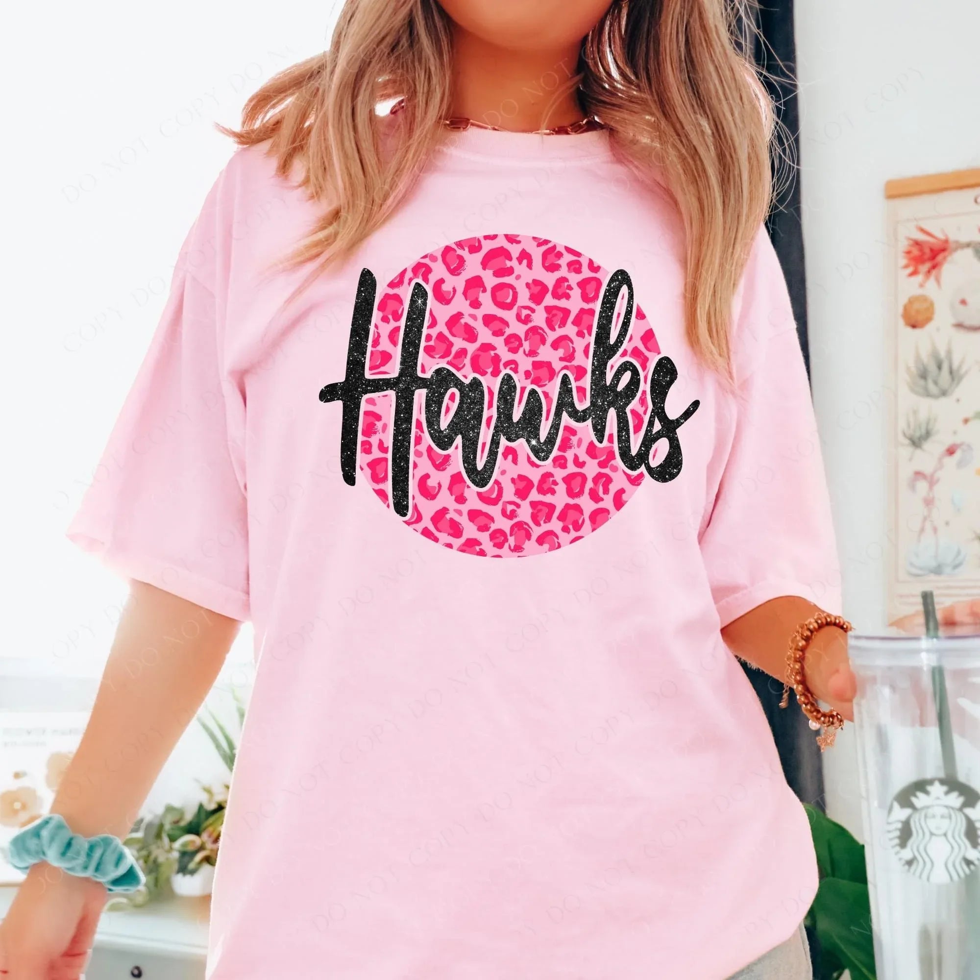 Hawks Pink Leopard DTF Transfer - Merch Girls