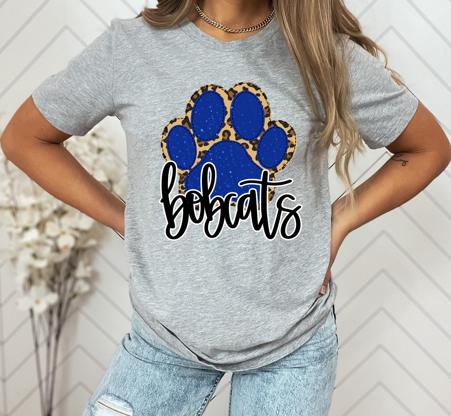 Bobcats Blue Pawprint Graphic Tee