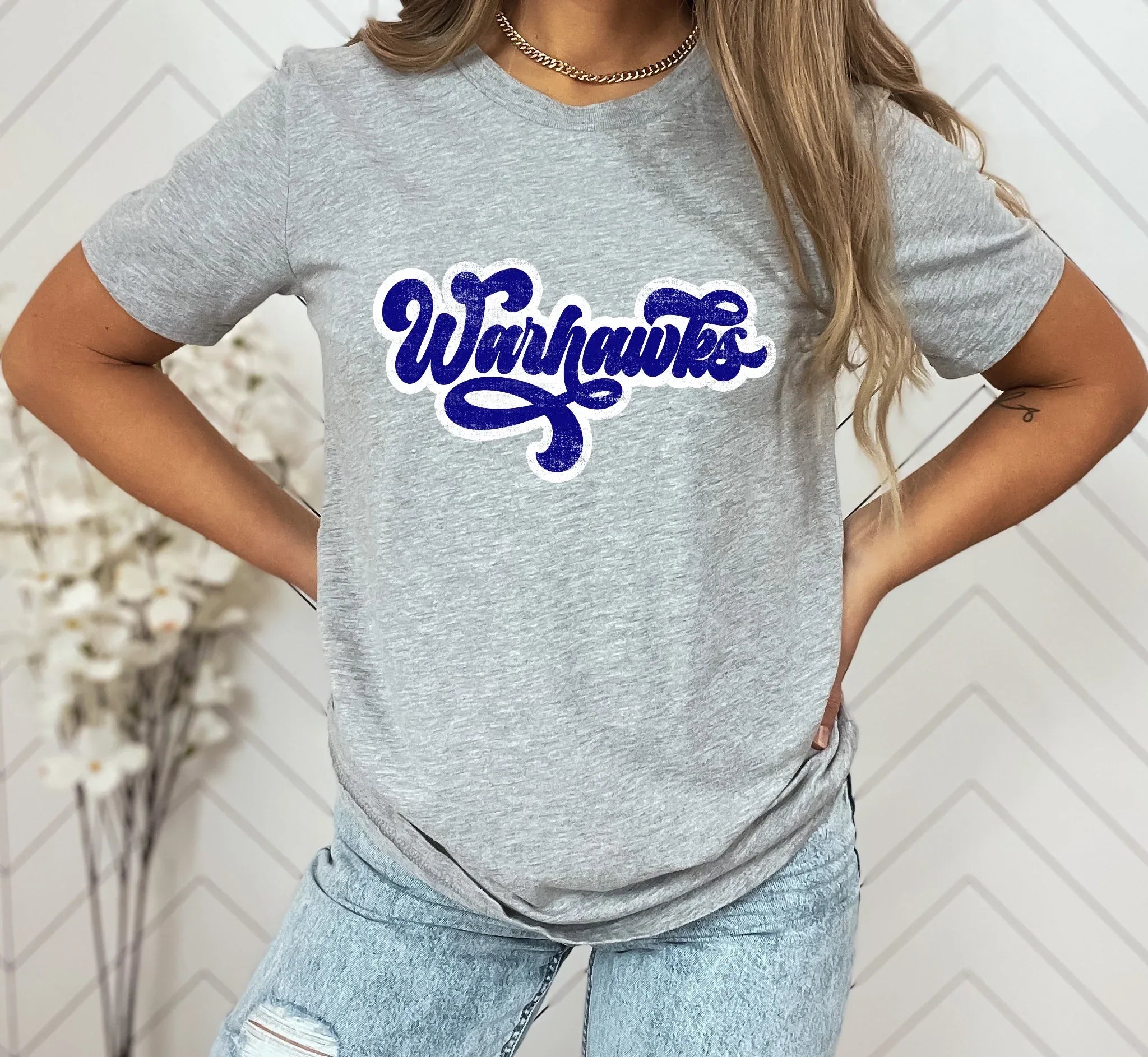 Warhawks Vintage Retro Shadow Distressed DTF Transfer - Merch Girls