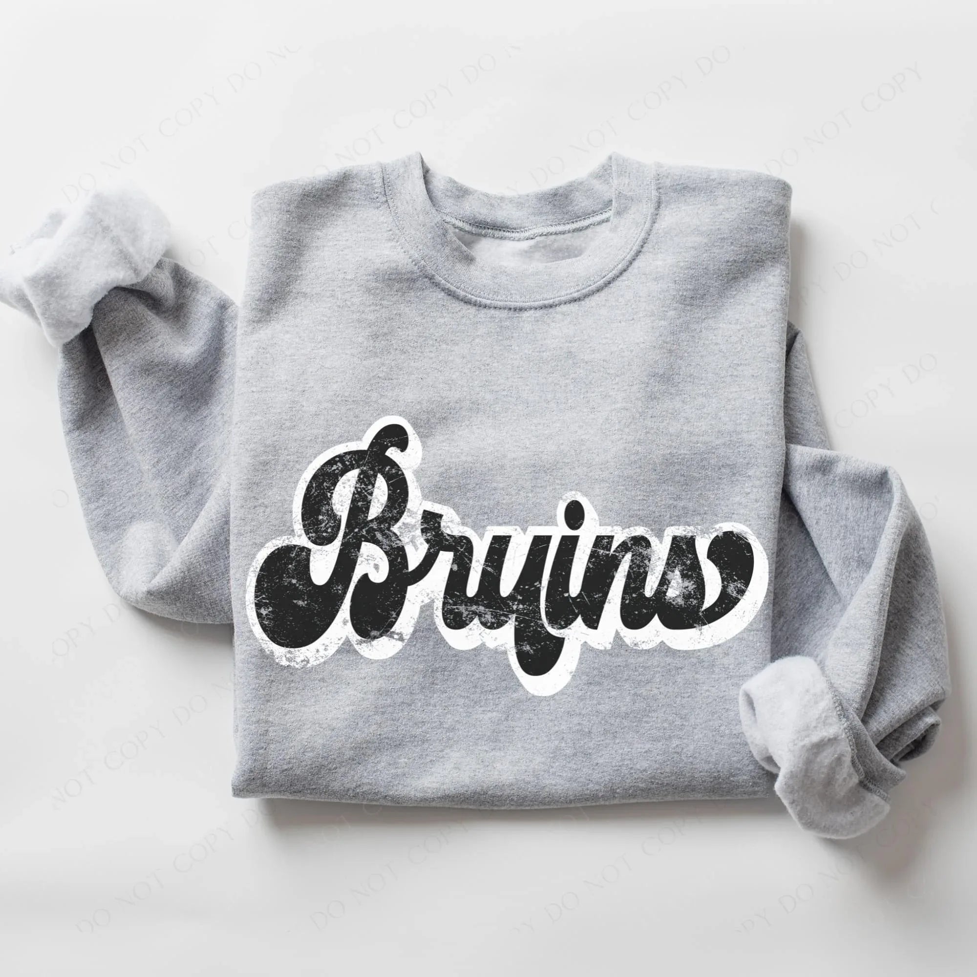 Bruins Vintage Black & White Retro Shadow Distressed DTF Transfer - Merch Girls