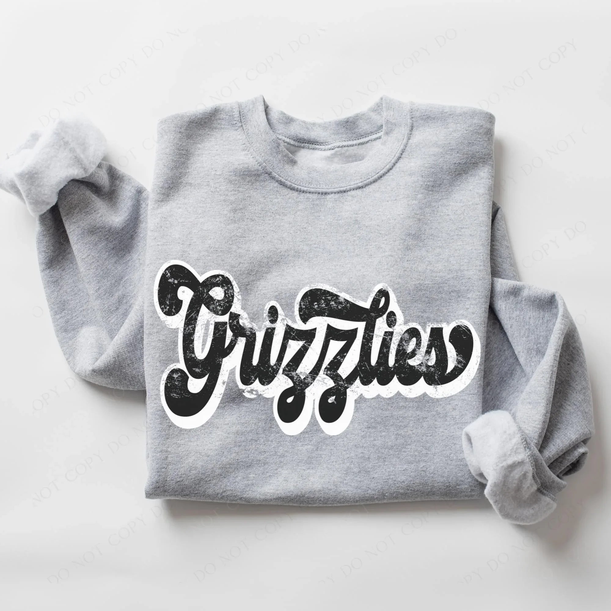 Grizzlies Vintage Black & White Retro Shadow Distressed DTF Transfer - Merch Girls