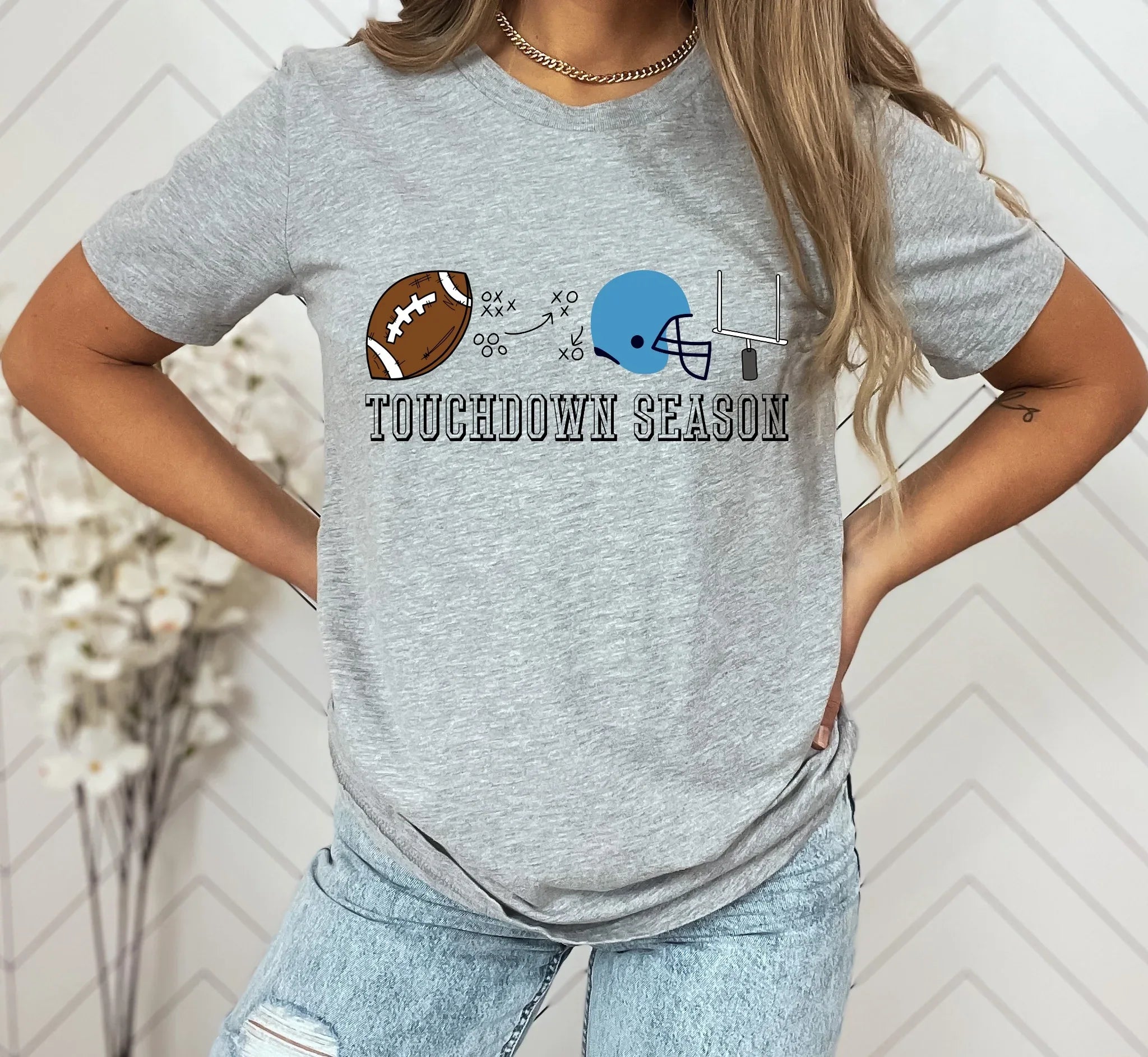 Touchdown Season Carolina Blue DTF Transfer - Merch Girls