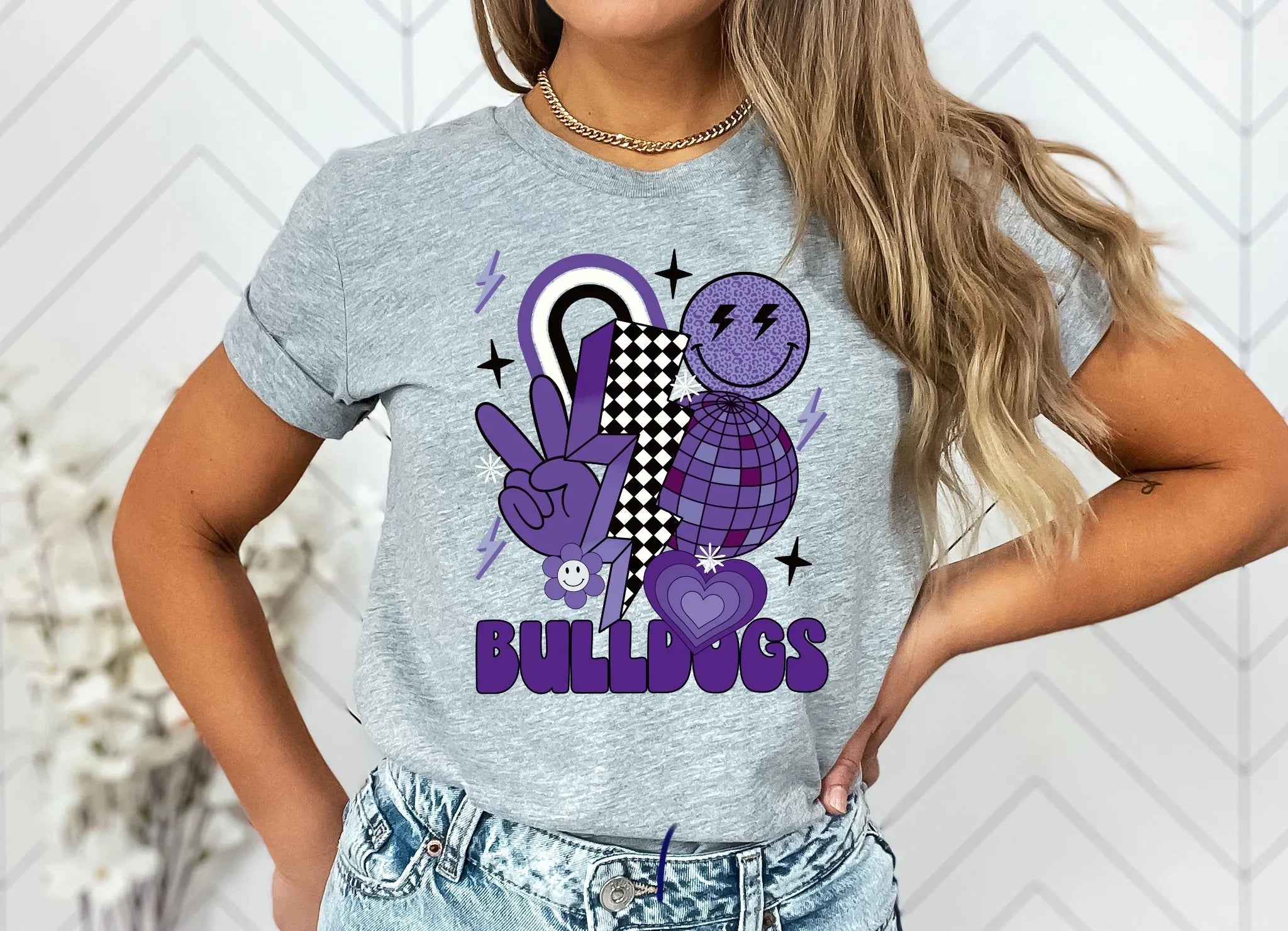 Bulldogs Purple Groovy DTF Transfer - Merch Girls