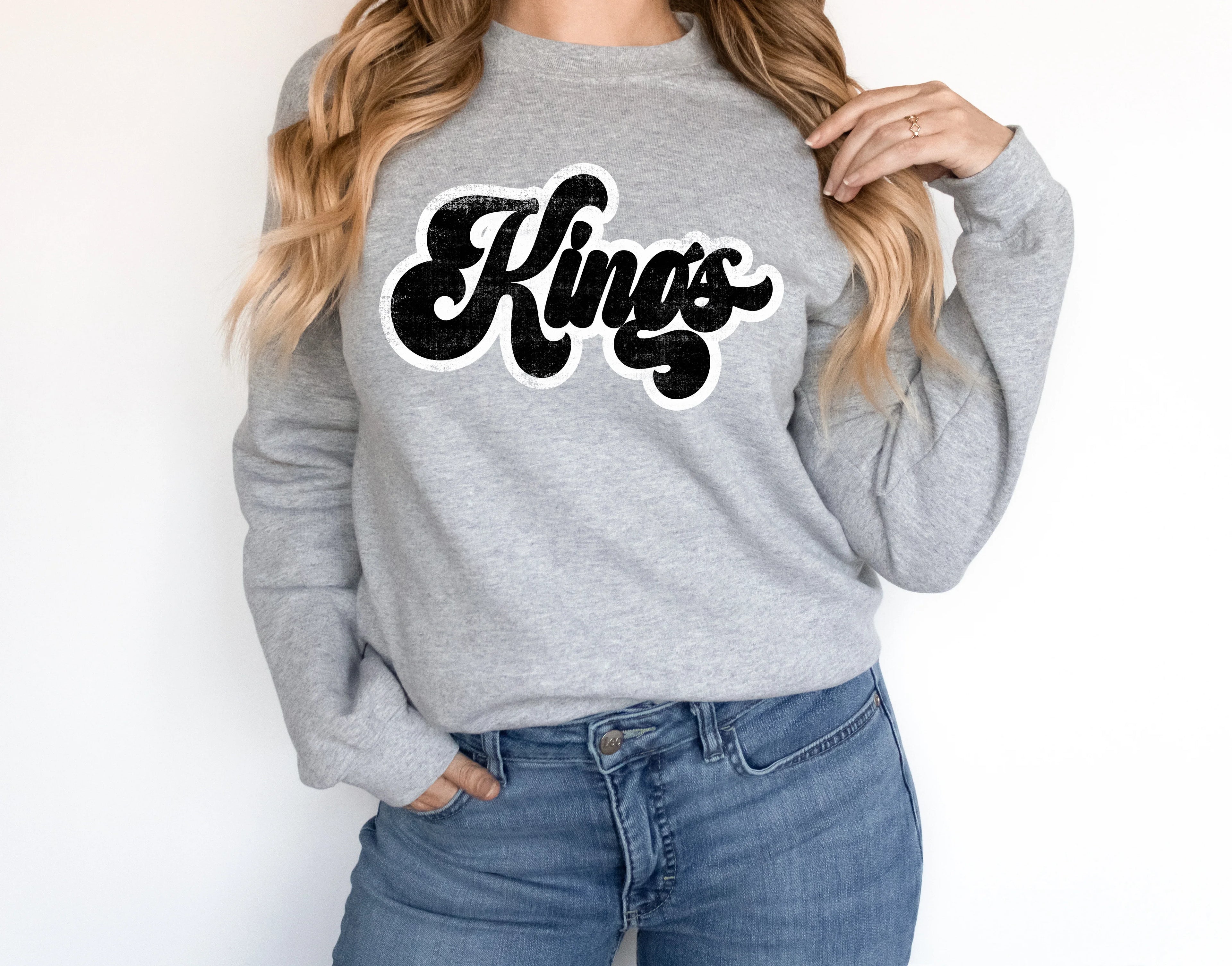 Kings Vintage Retro Shadow Distressed DTF Transfer - Merch Girls