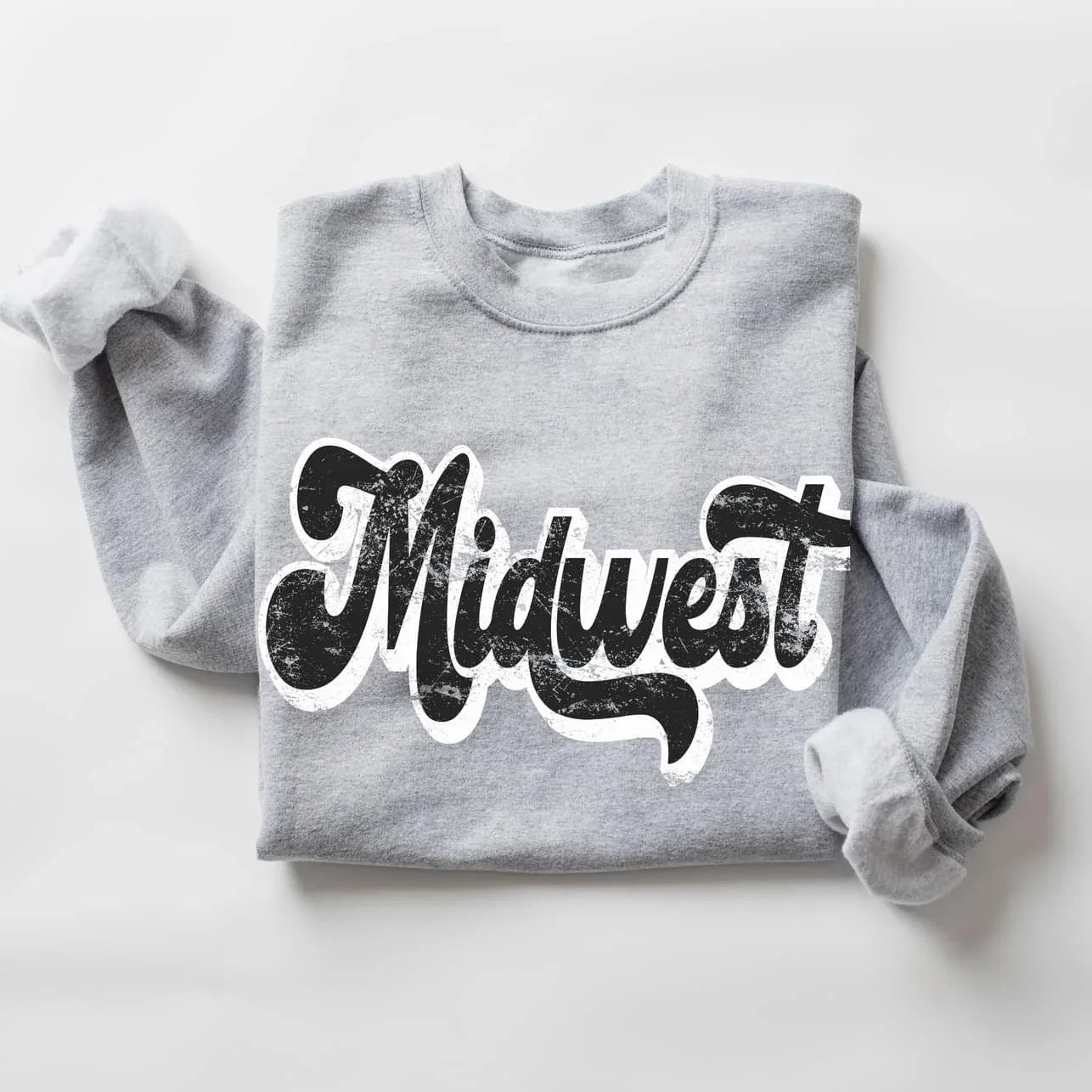 Midwest Vintage Retro Shadow Distressed DTF Transfer - Merch Girls