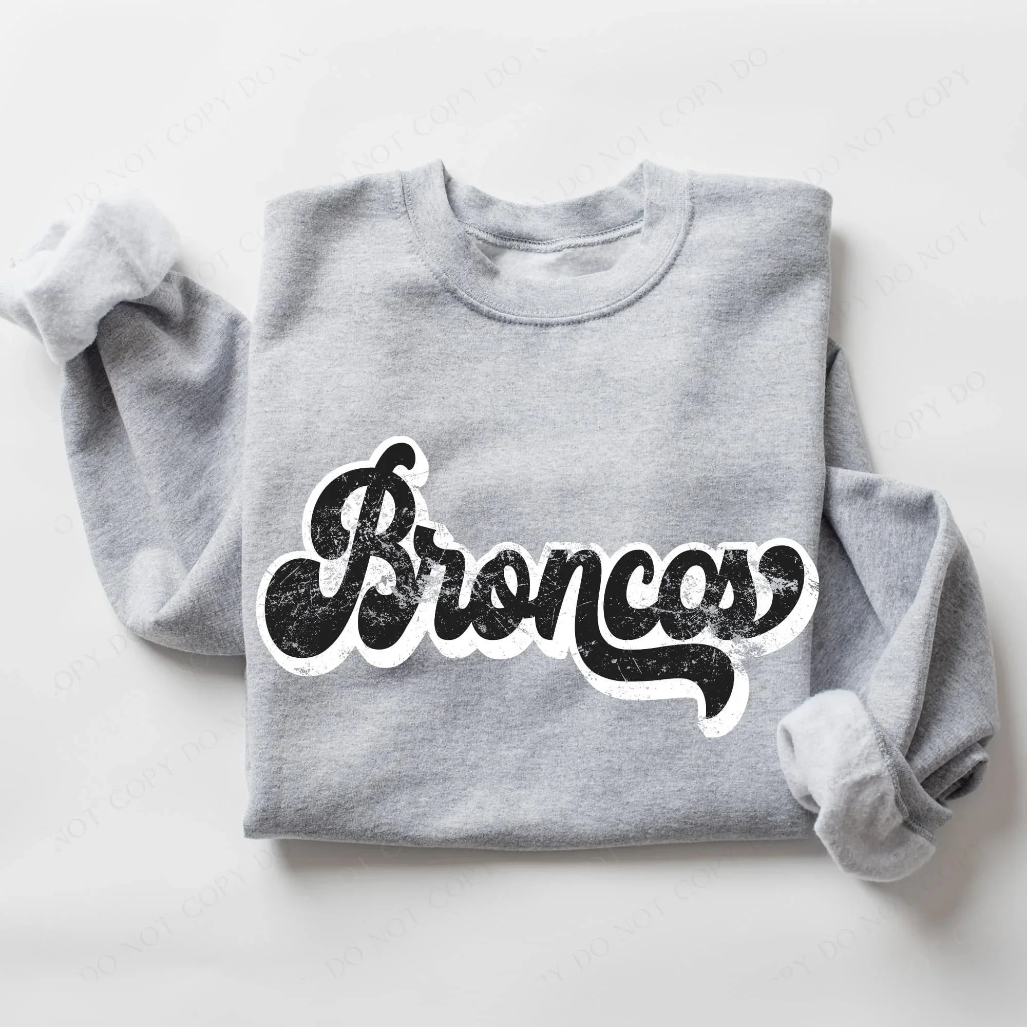 Broncos Vintage Black & White Retro Shadow Distressed DTF Transfer - Merch Girls