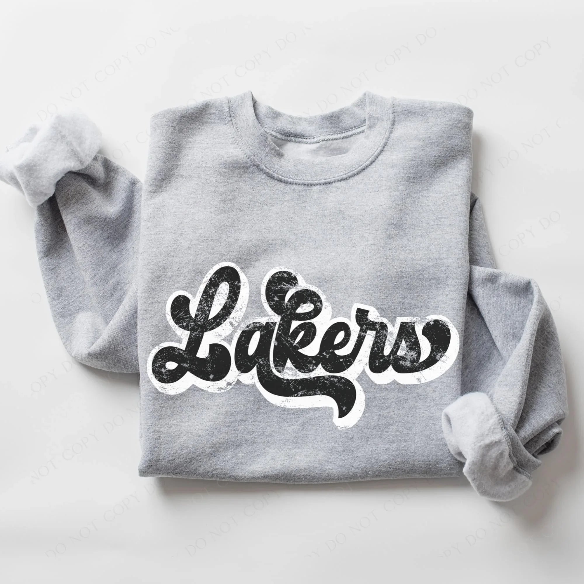 Lakers Vintage Black & White Retro Shadow Distressed DTF Transfer - Merch Girls