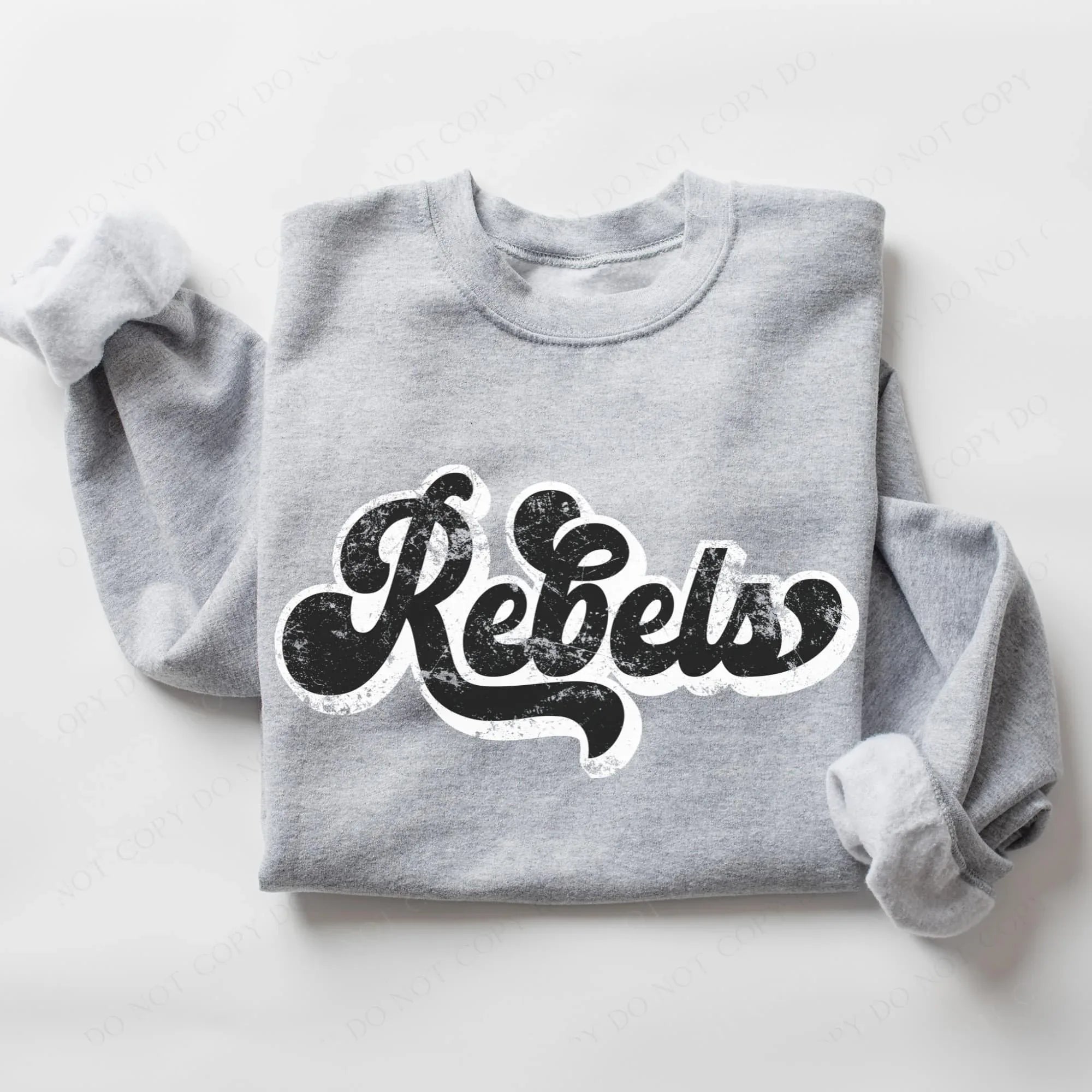 Rebels Vintage Black & White Retro Shadow Distressed DTF Transfer - Merch Girls