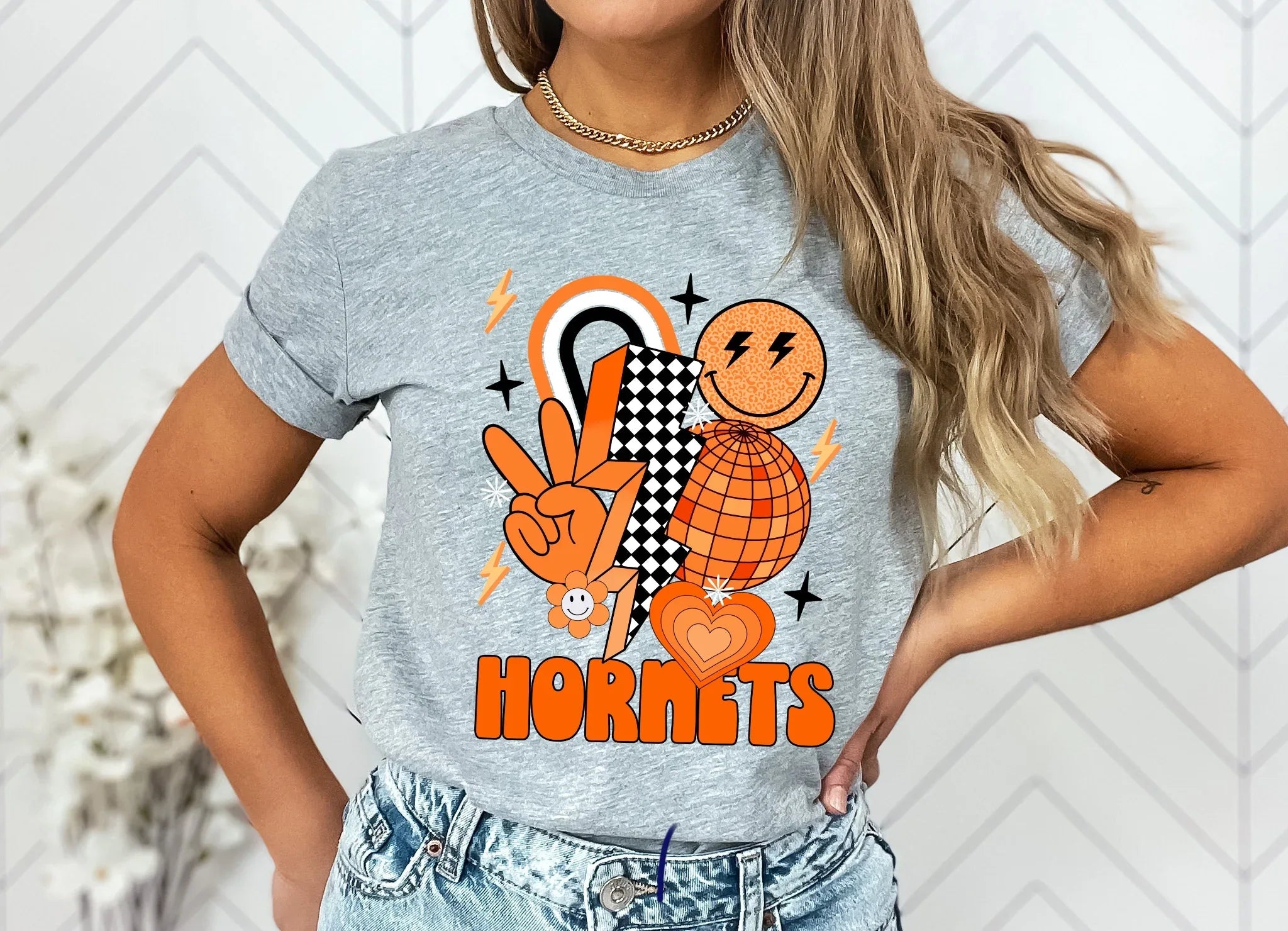 Hornets Orange Groovy DTF Transfer - Merch Girls