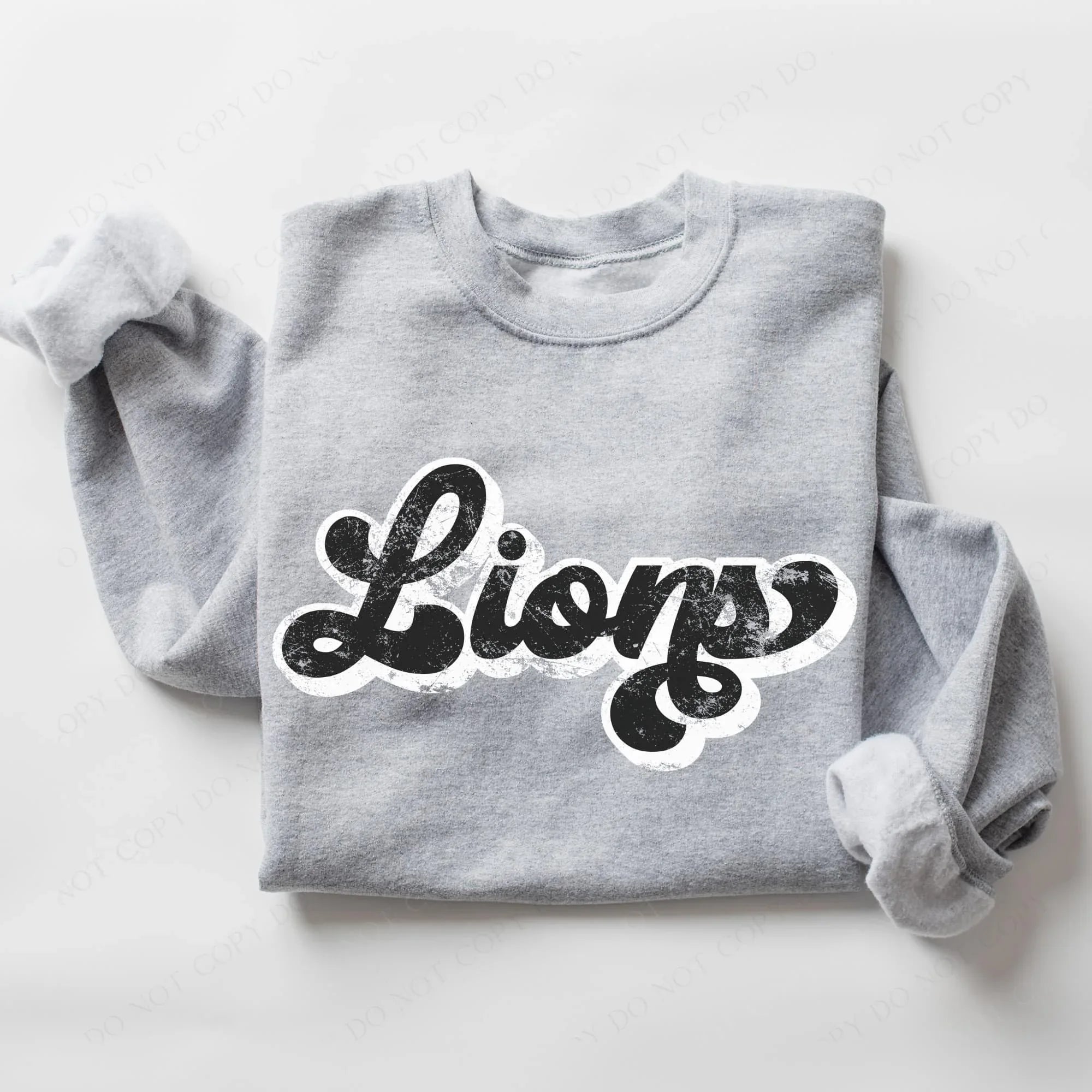 Lions Vintage Black & White Retro Shadow Distressed DTF Transfer - Merch Girls