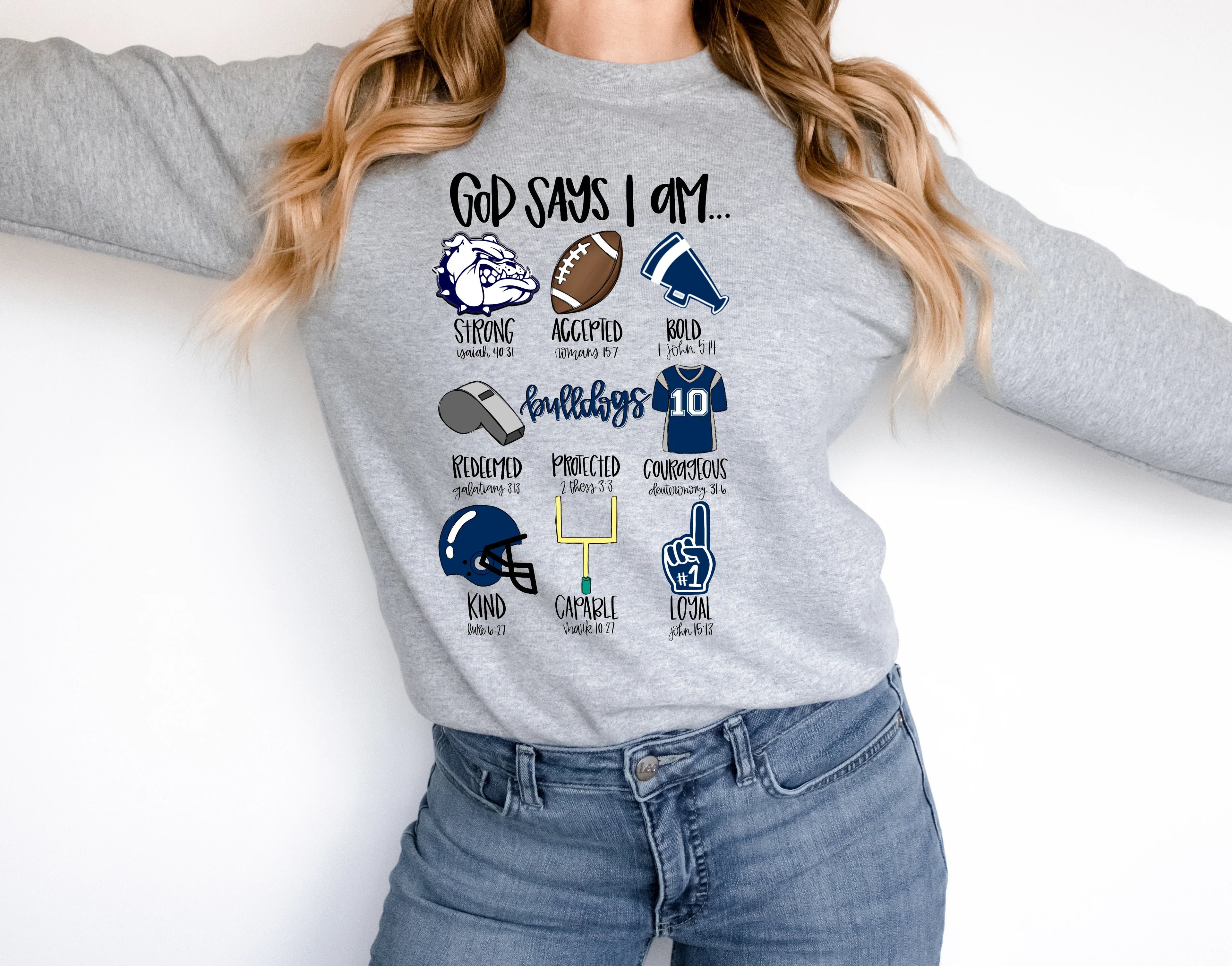 God Says I Am Navy Bulldogs DTF Transfer - Merch Girls