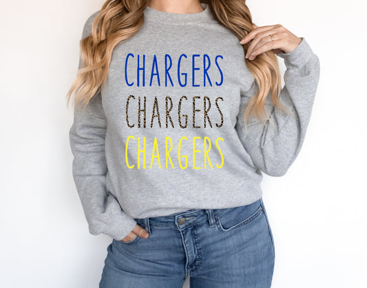 Chargers Stacked Skinny Mascot Graphic Tee