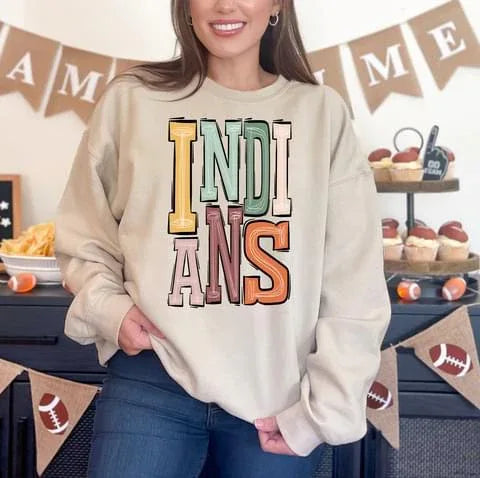 Indians Boho Sporty Varsity Doodle DTF Transfer - Merch Girls