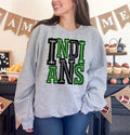 Indians Green and Black Sporty Varsity Doodle DTF Transfer - Merch Girls